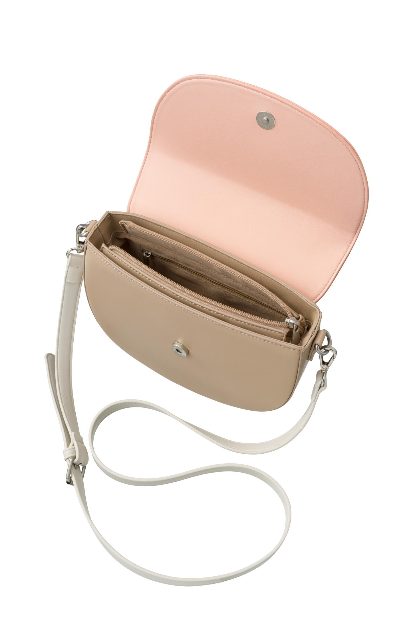 Crossbody bag with color block, strap and magnet closure - Tannin Brown
