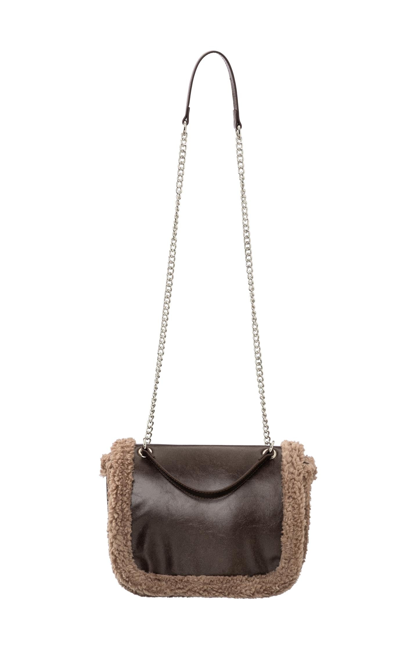 Crossbody bag with teddy details and chain strap