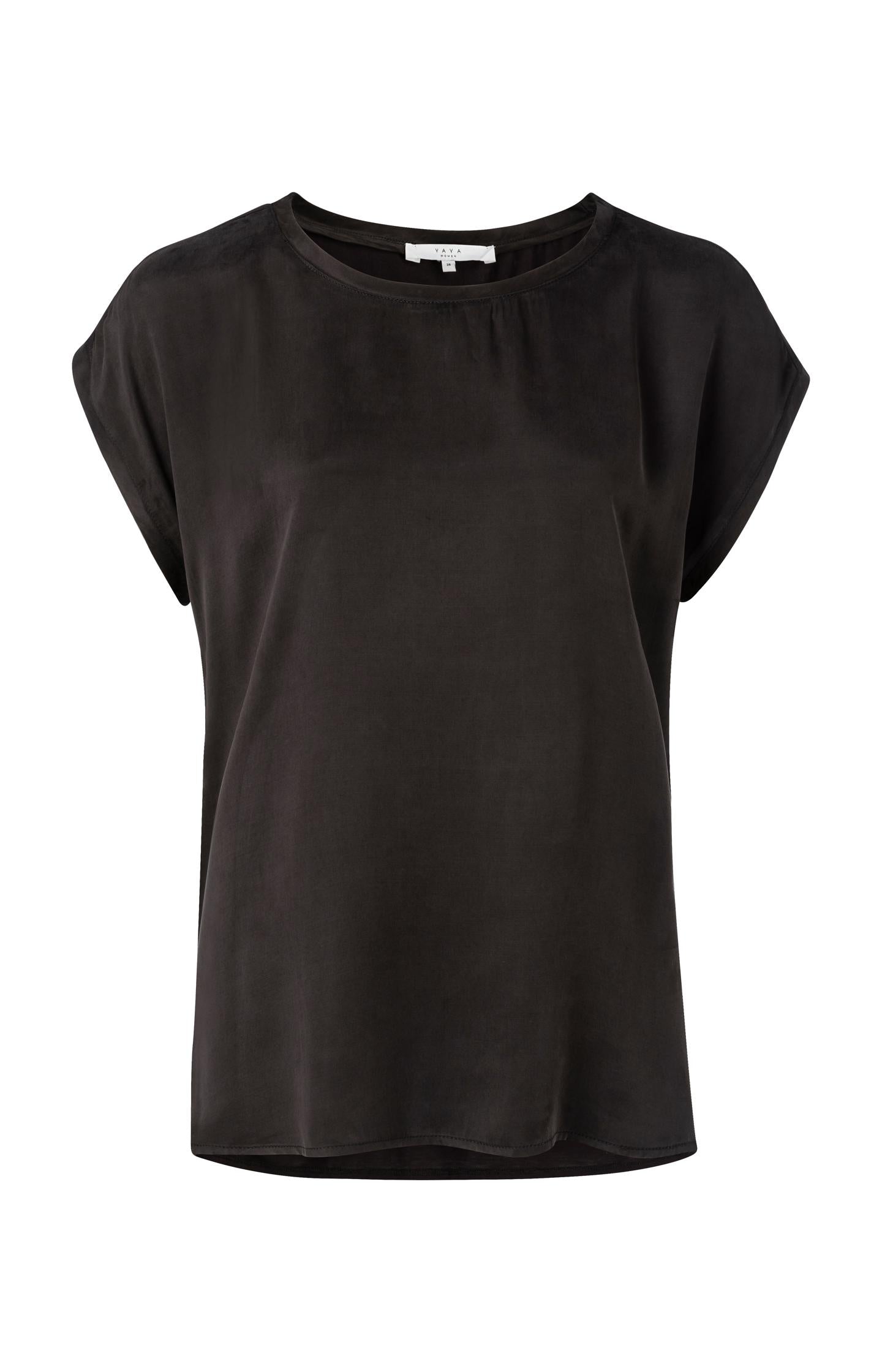 Cupro blend fabric mix T-shirt with rounded hems - Type: product