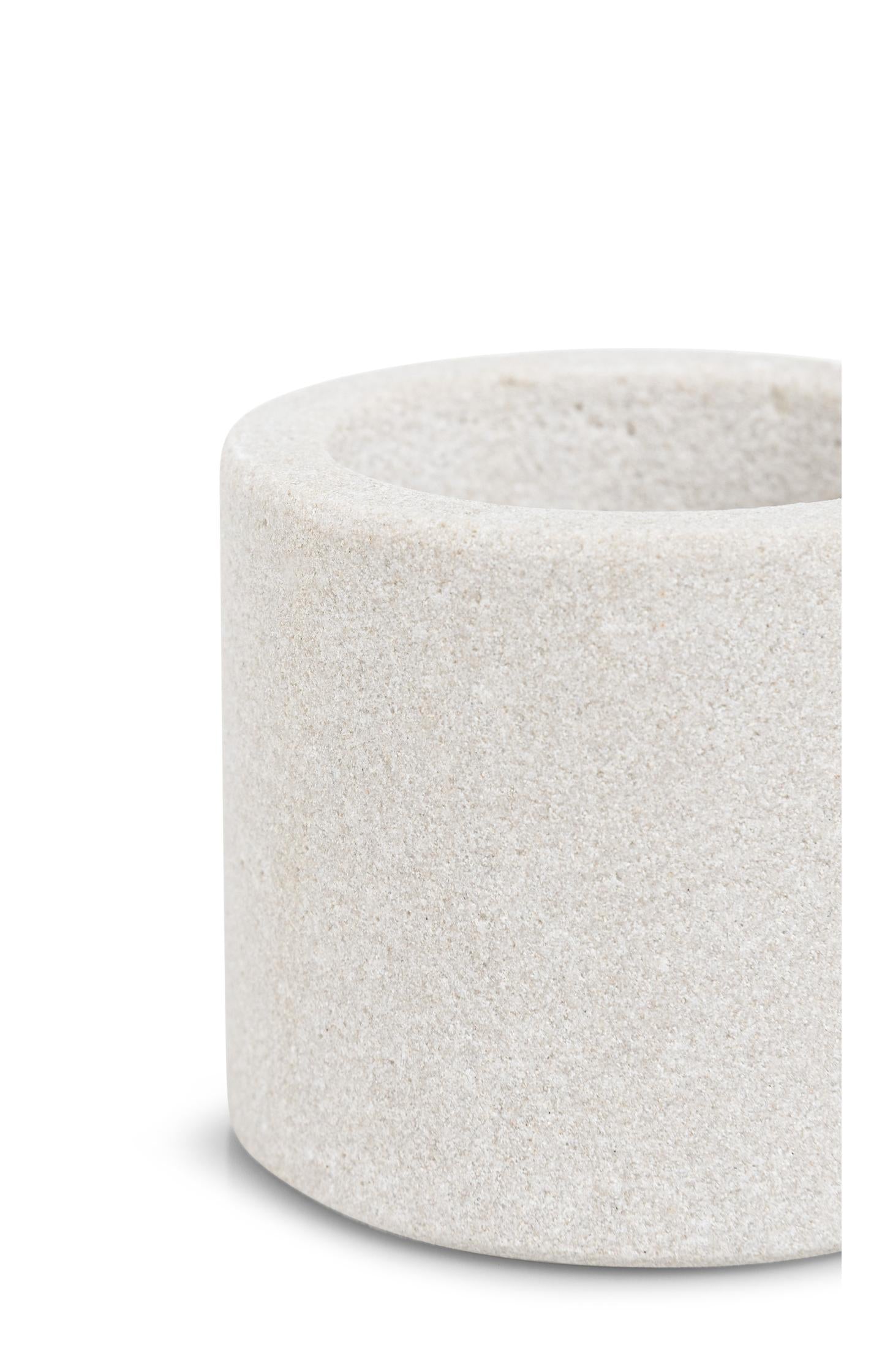 Cylindrical sandstone candle holder - 5x6 cm - Type: product
