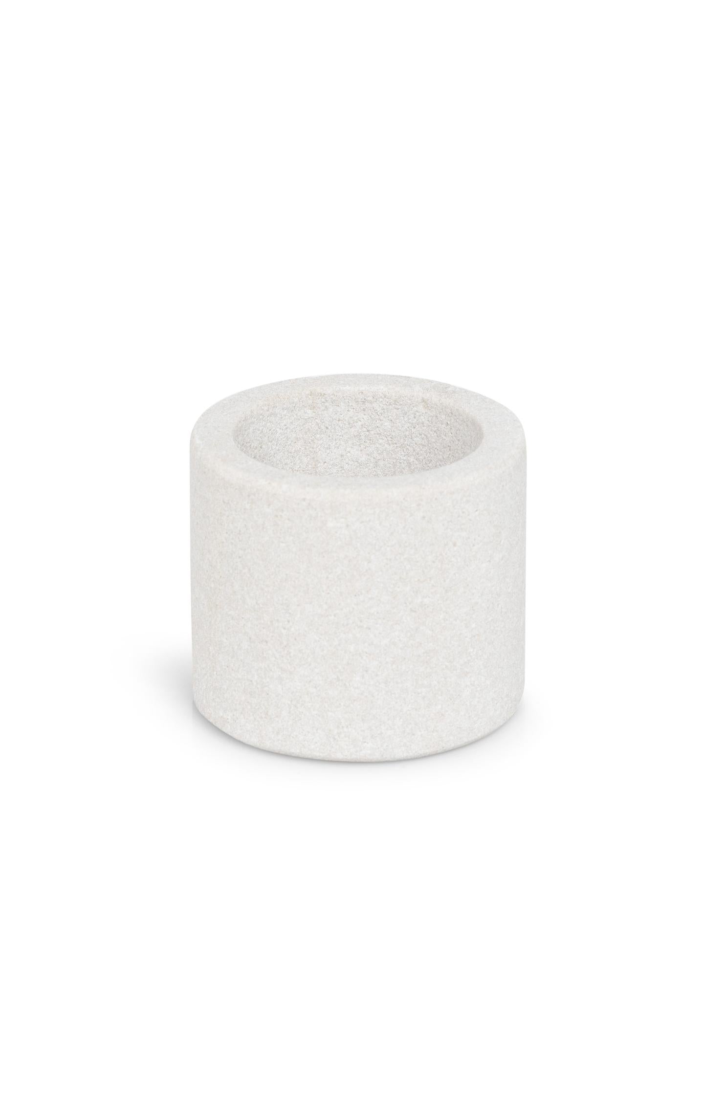 Cylindrical sandstone candle holder - 5x6 cm - Type: product