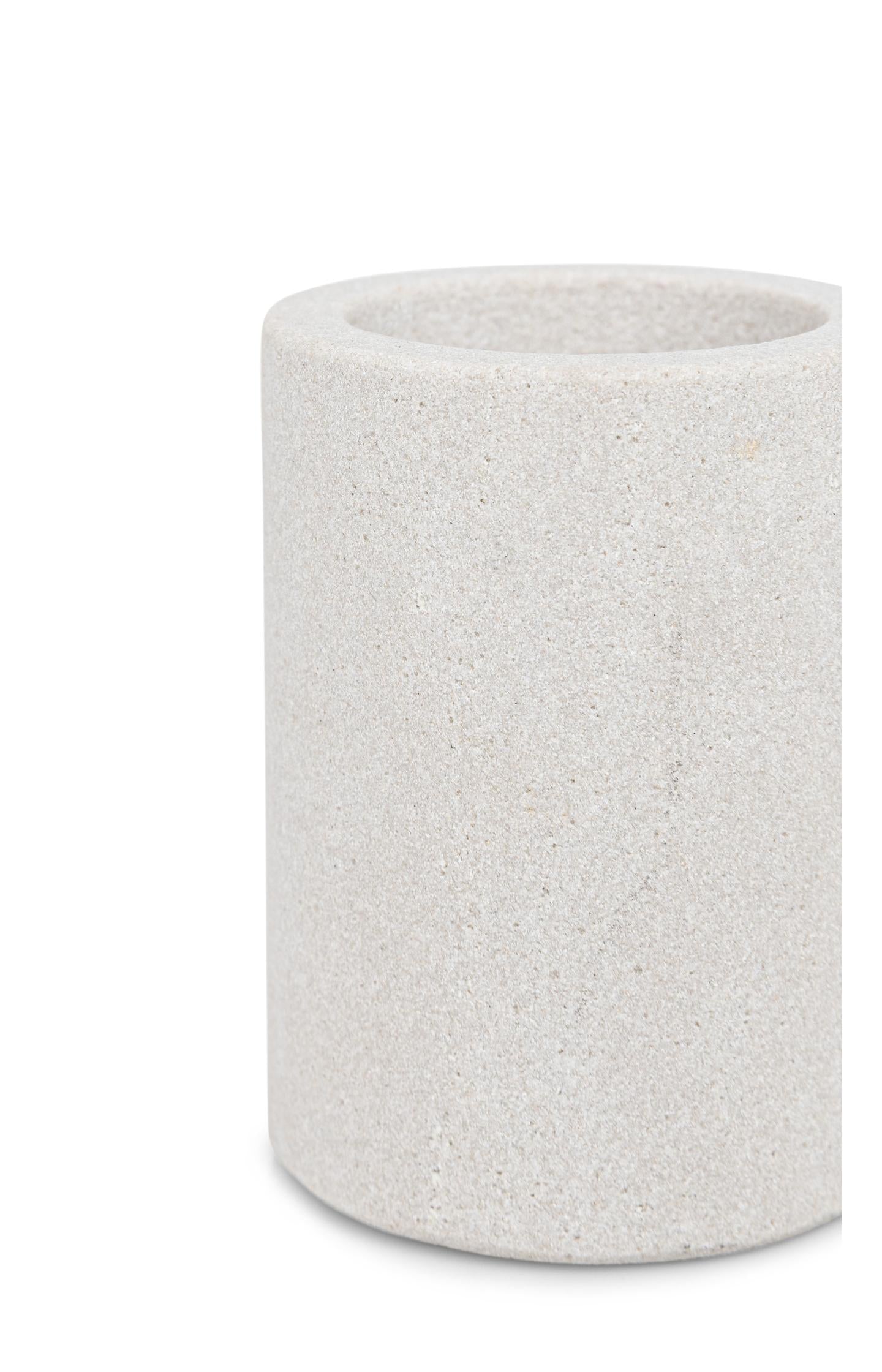 Cylindrical sandstone candle holder - 8x6 cm - Type: product