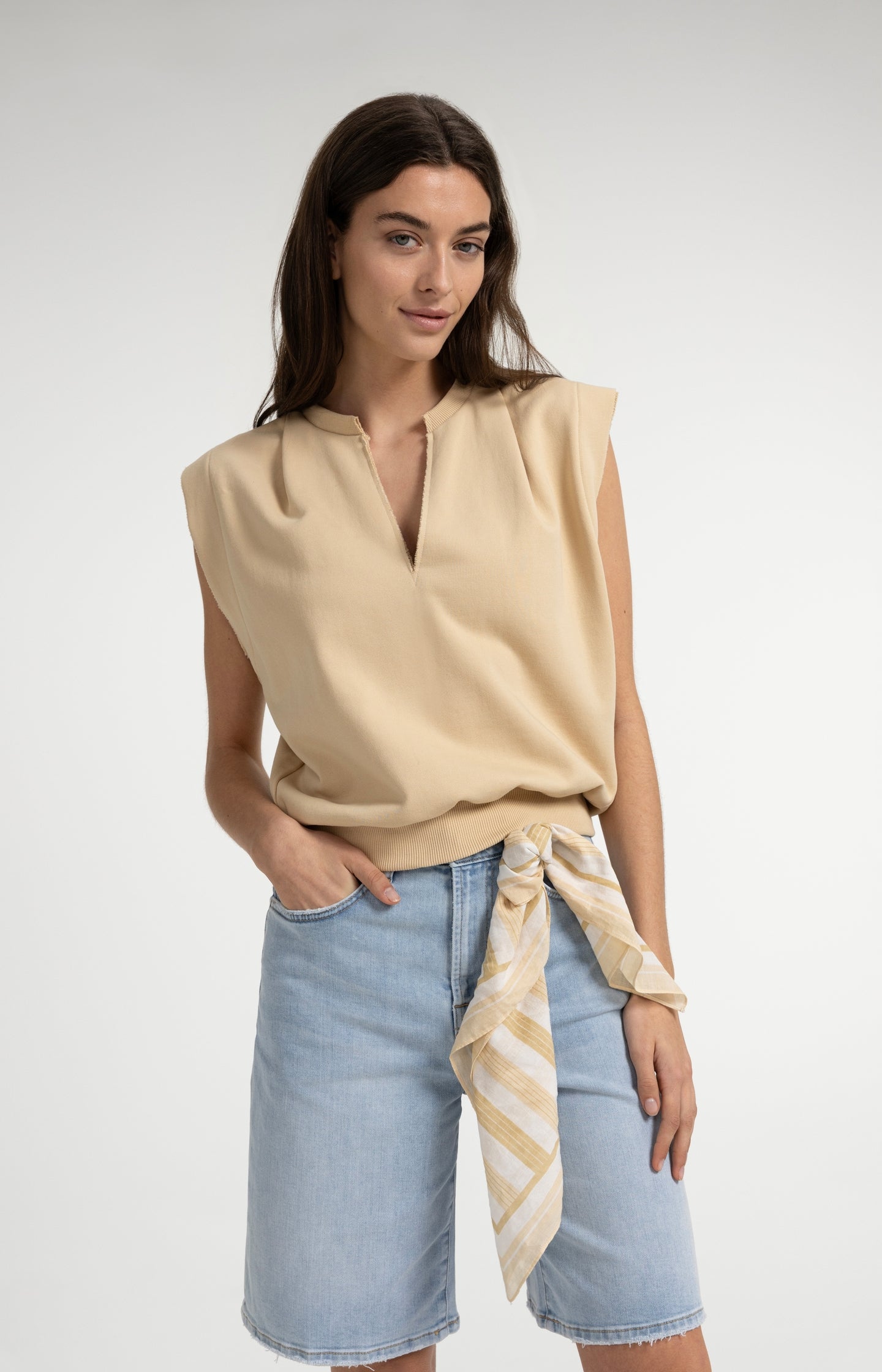 Denim bermuda shorts with regular fit