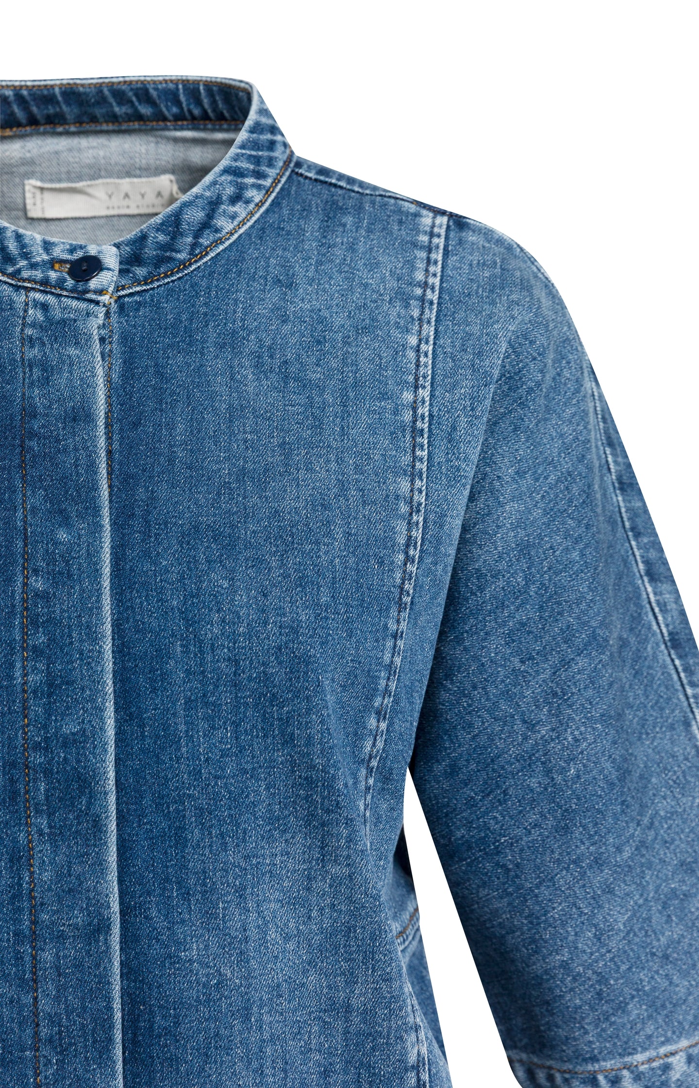 Denim blouse with short sleeves