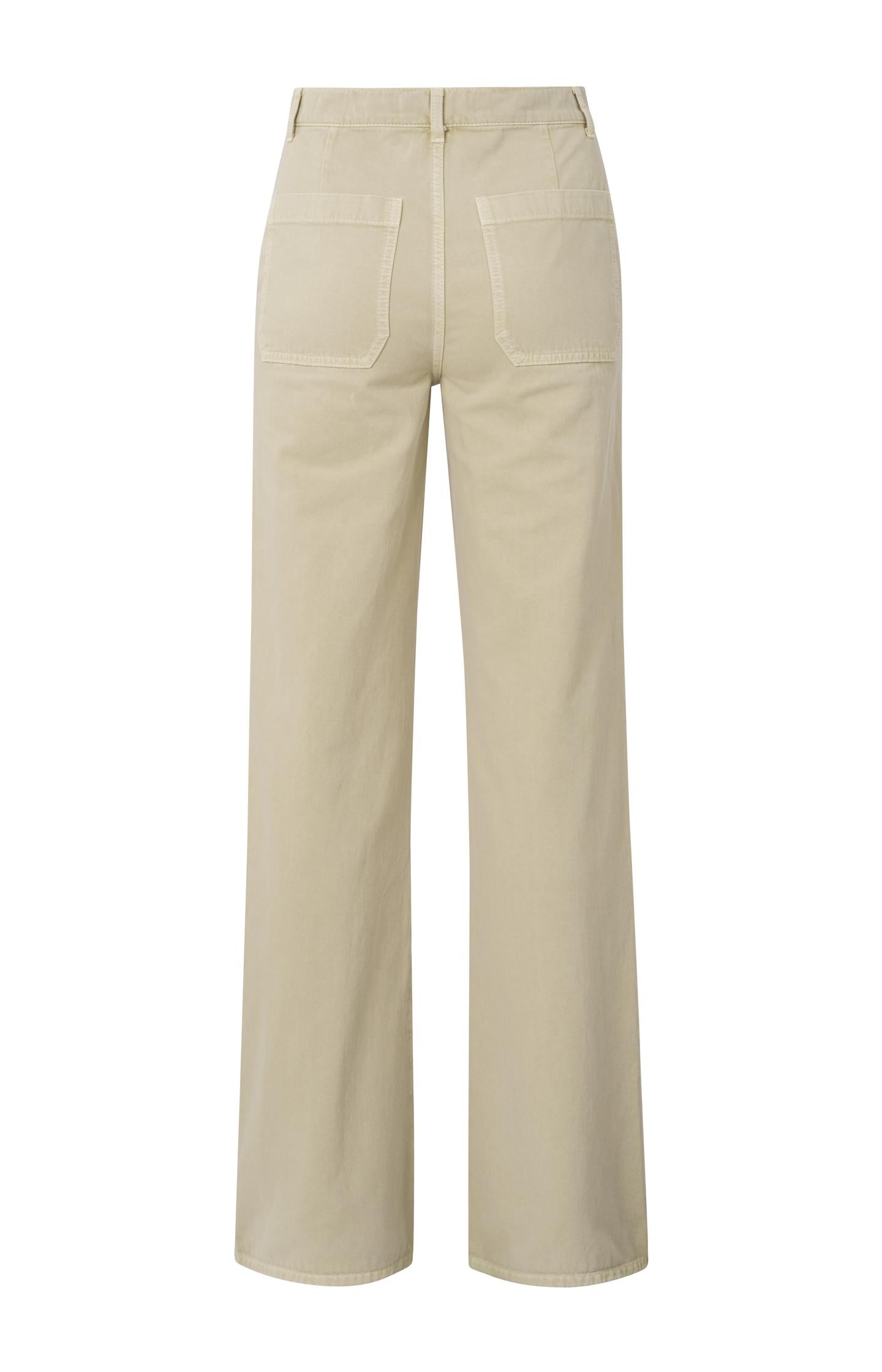 Denim chino with wide legs, four pocket style and zip fly - Eucalyptus Green