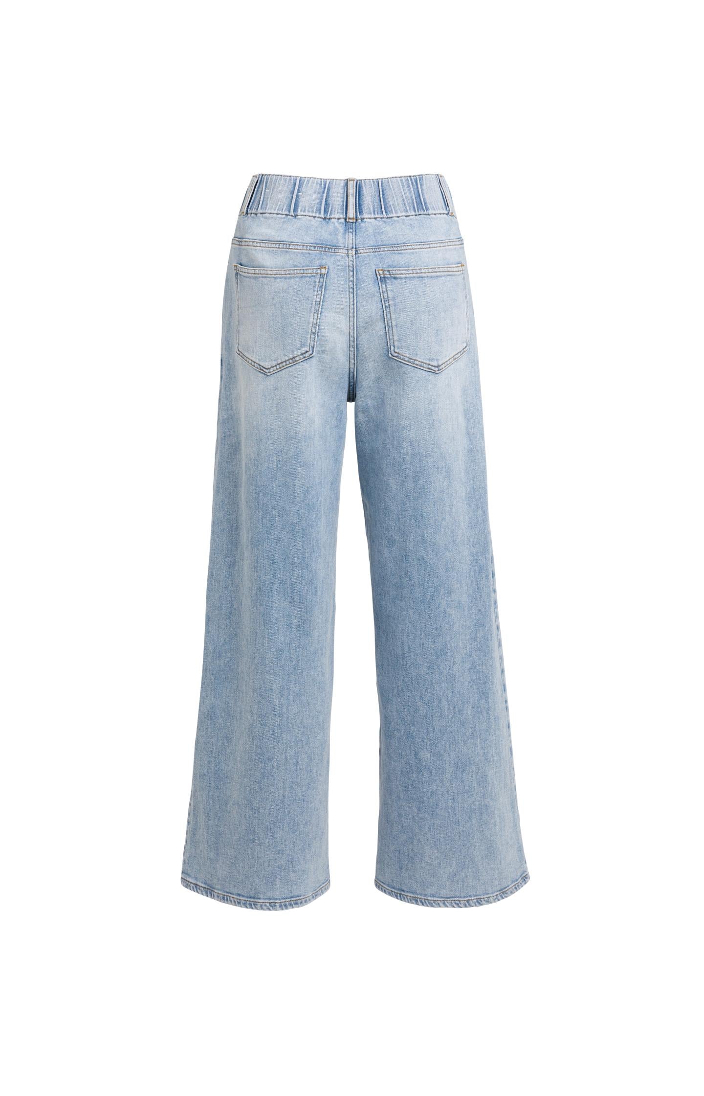 Denim jeans with wide legs and distinctive waistband (L32)