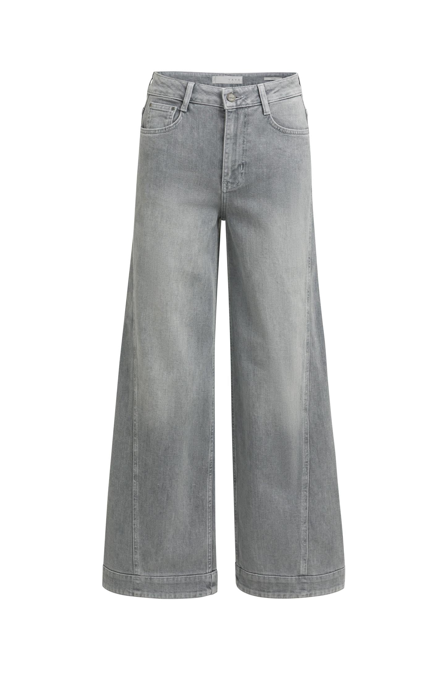 Jeans mit weitem Bein und Nahtdetails (L32)