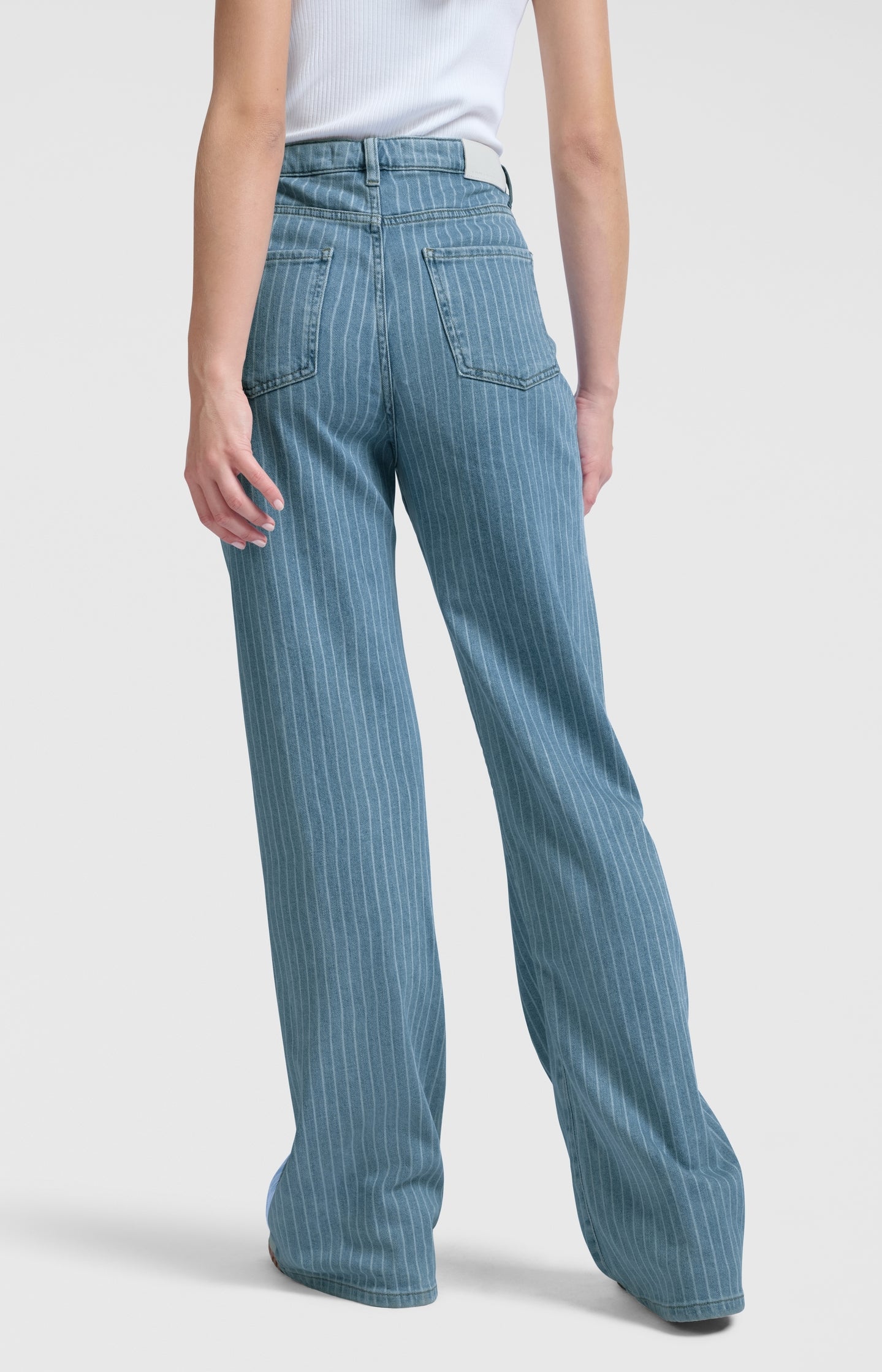 Denim trousers with striped detail