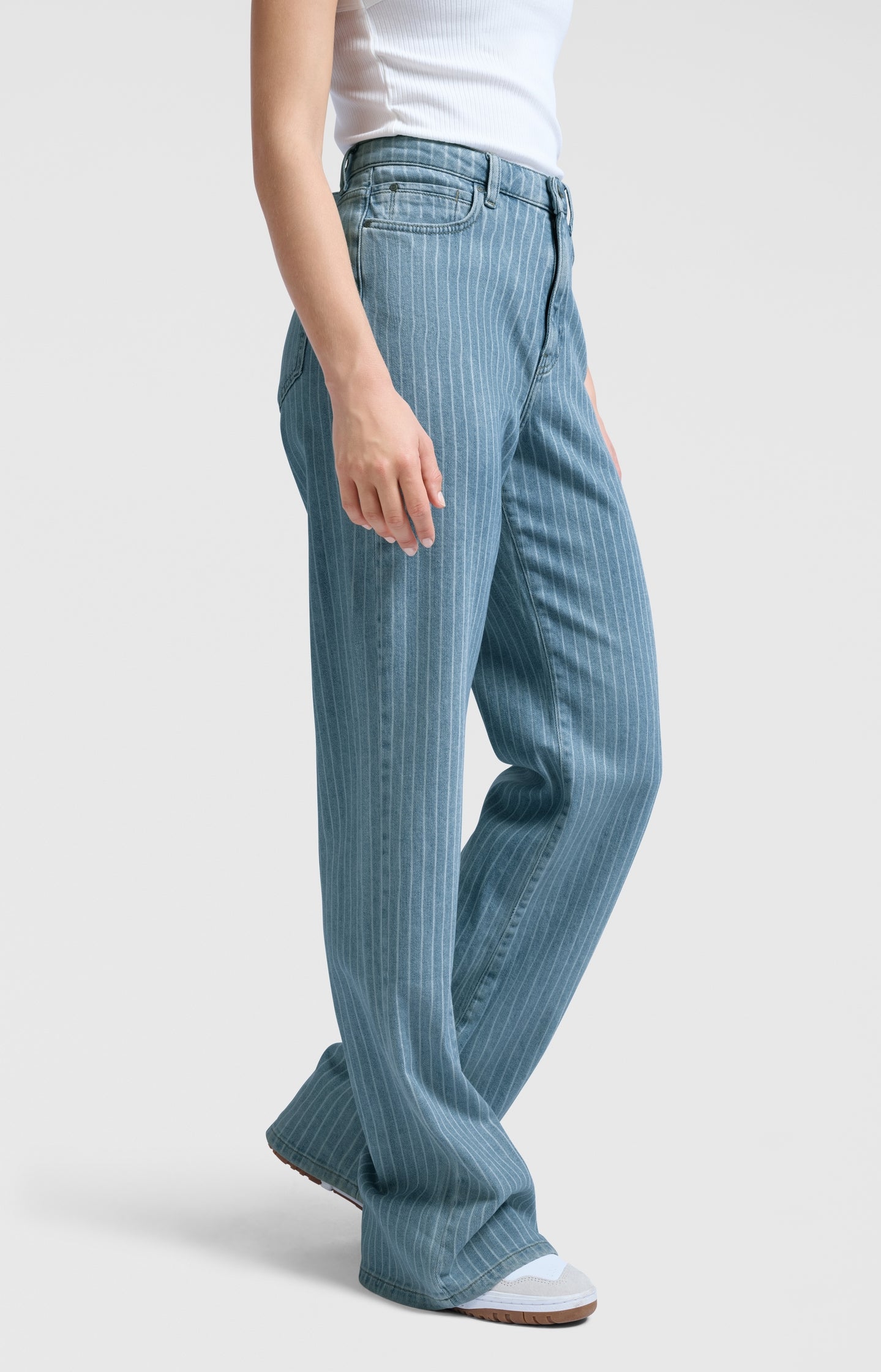 Denim trousers with striped detail