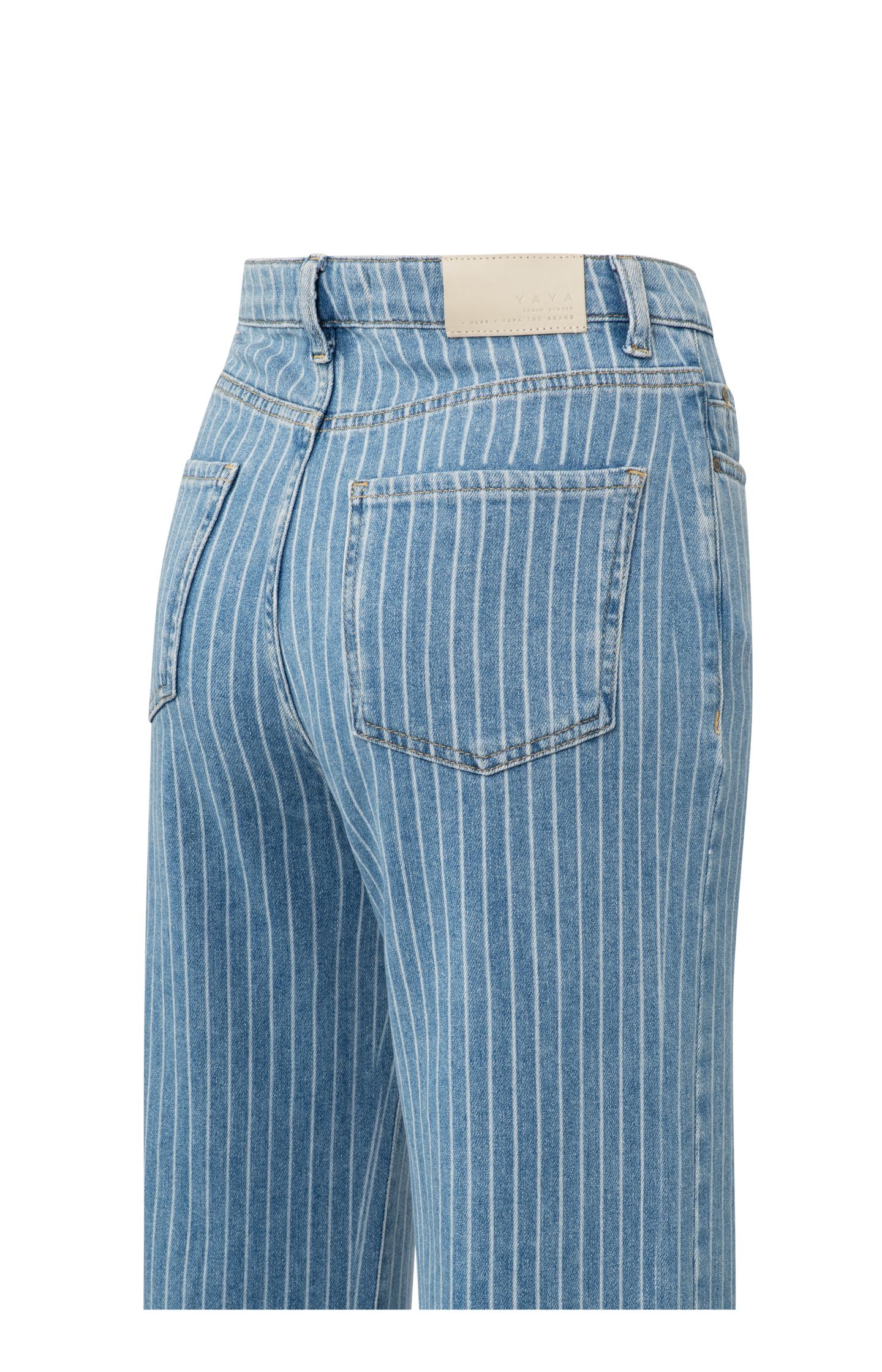 Denim trousers with striped detail