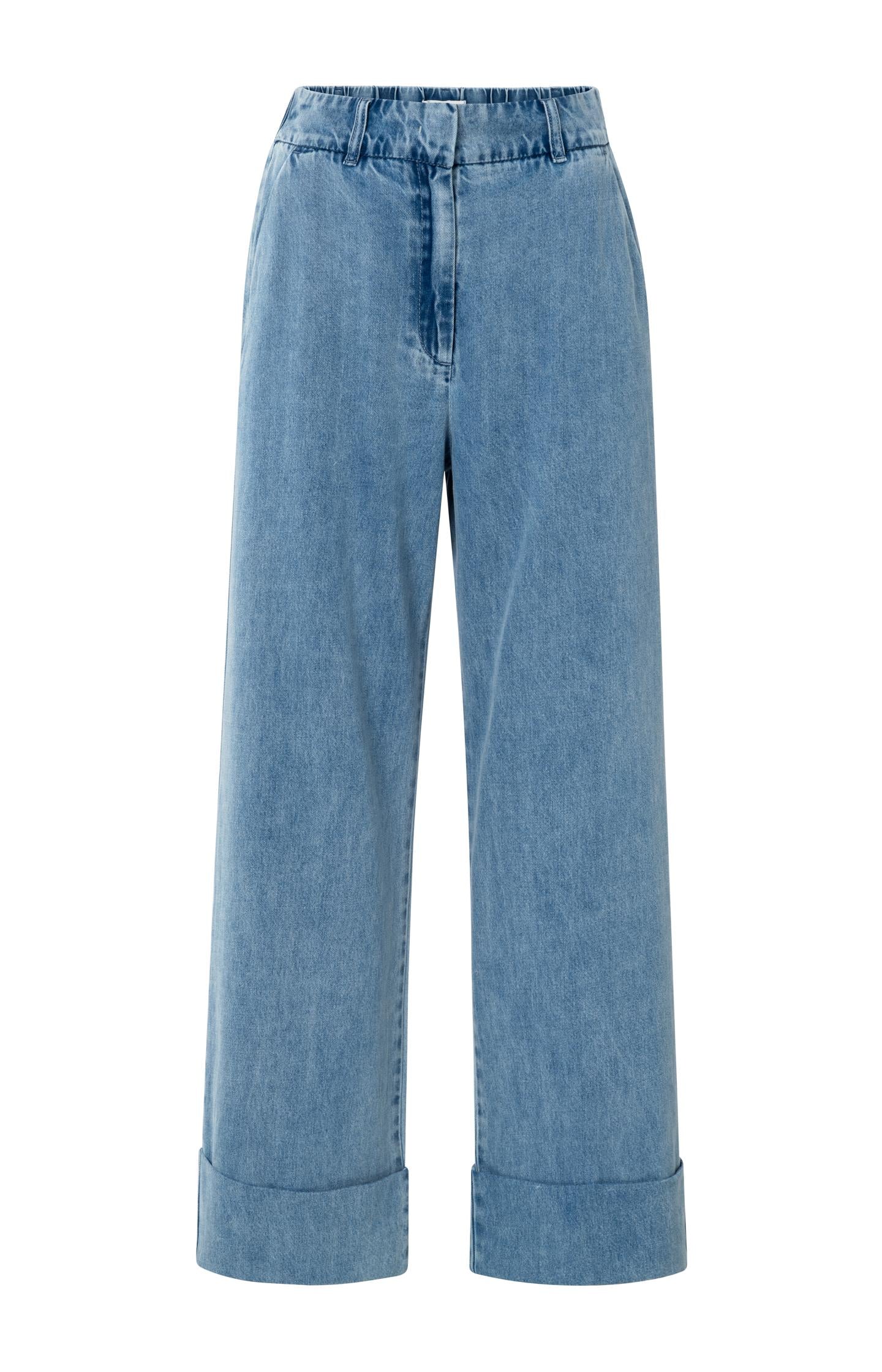 Denim trousers with turn-ups and elastic waistband (L34) - Type: product