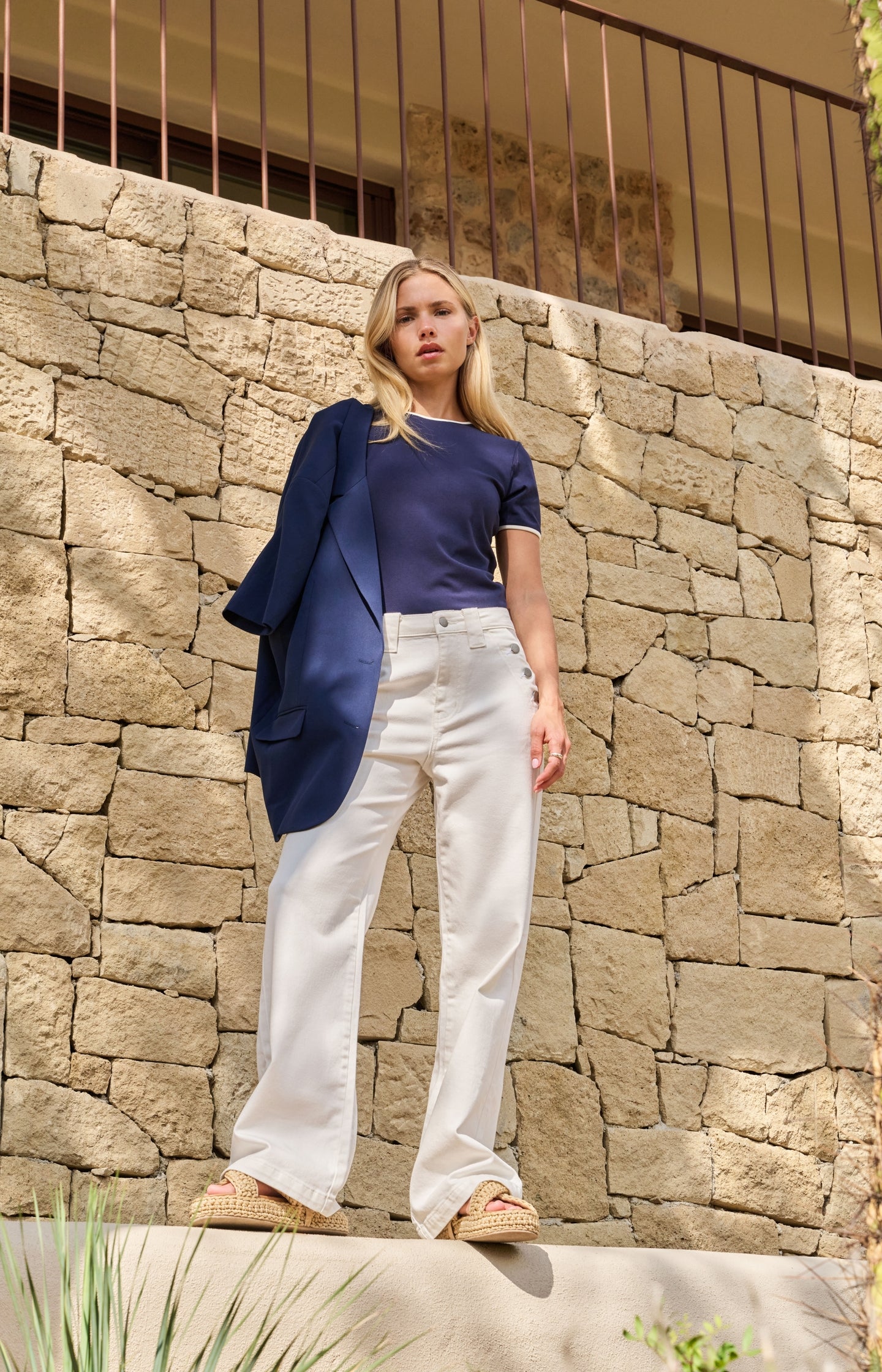 Denim trousers with wide legs and button details (L32) - Type: lookbook