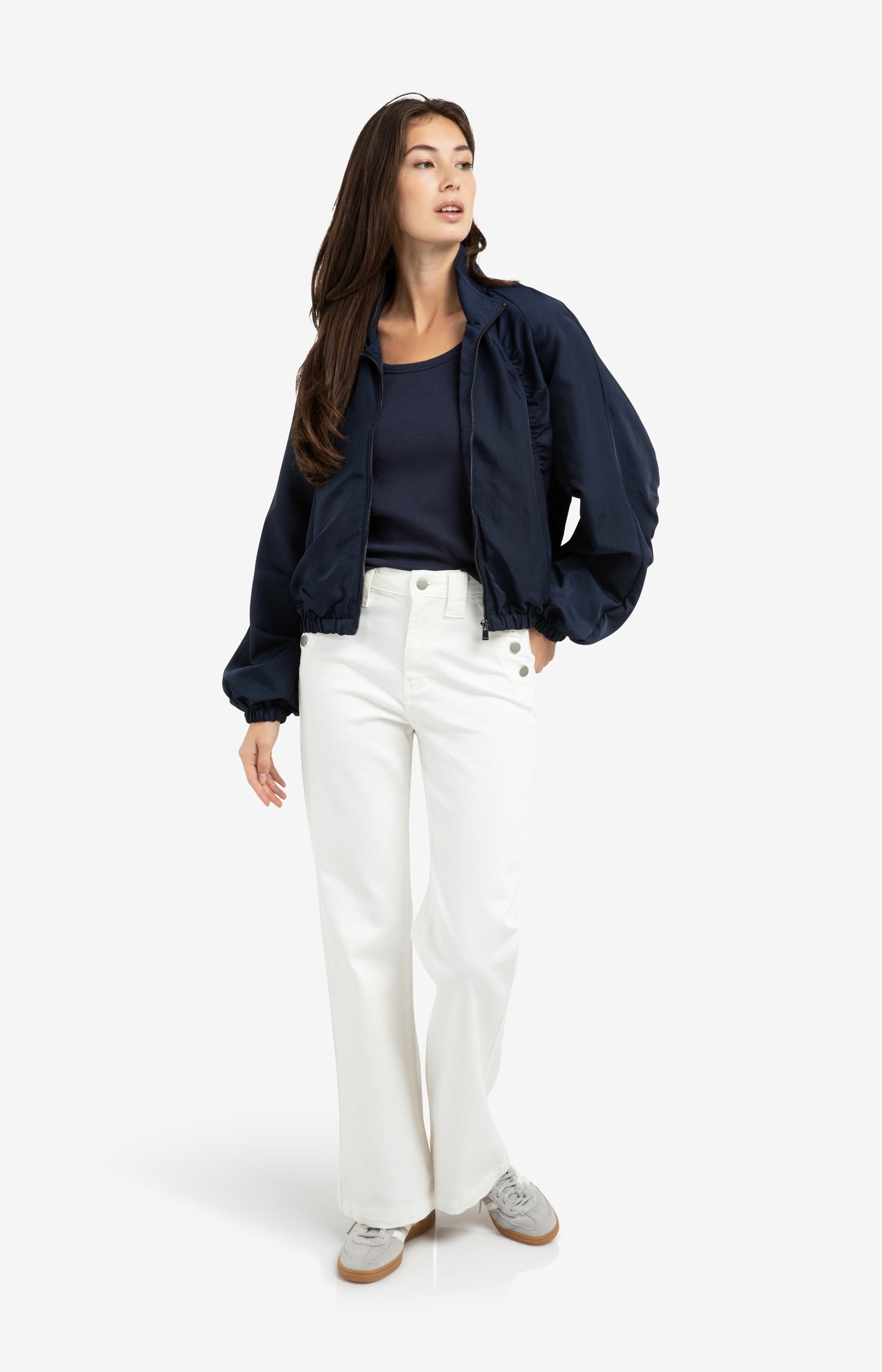 Denim trousers with wide legs and button details (L32) - Type: lookbook