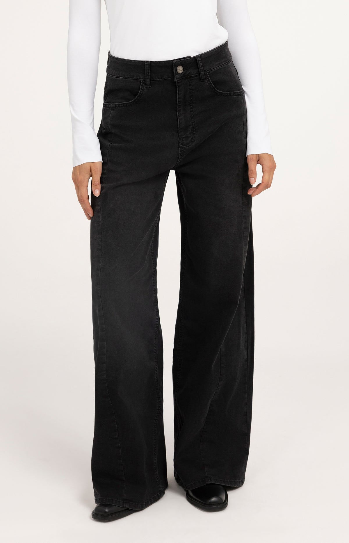 Denim met hoge taille en wijde pijpen - L32 - Black Denim