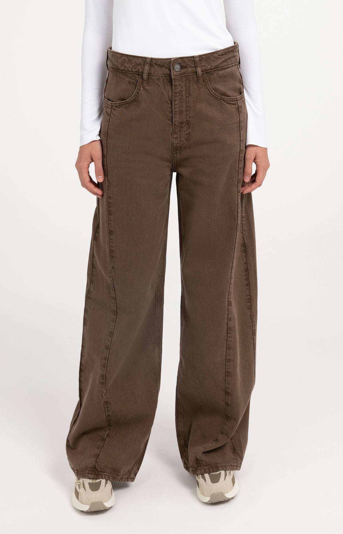 Denim with high waist and wide legs - L32 - Cocoa Brown