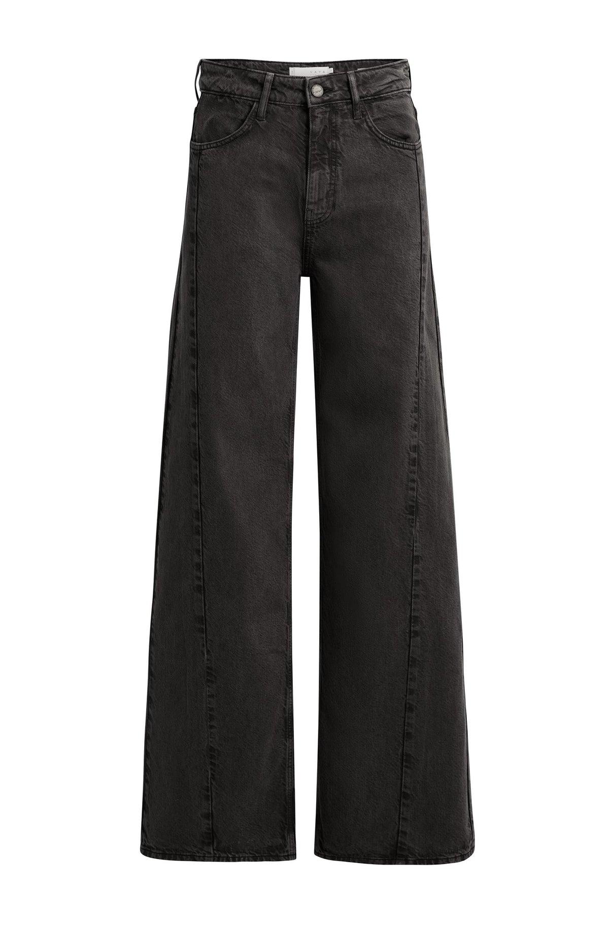 Denim with high waist and wide legs - Ln34 - Black Denim