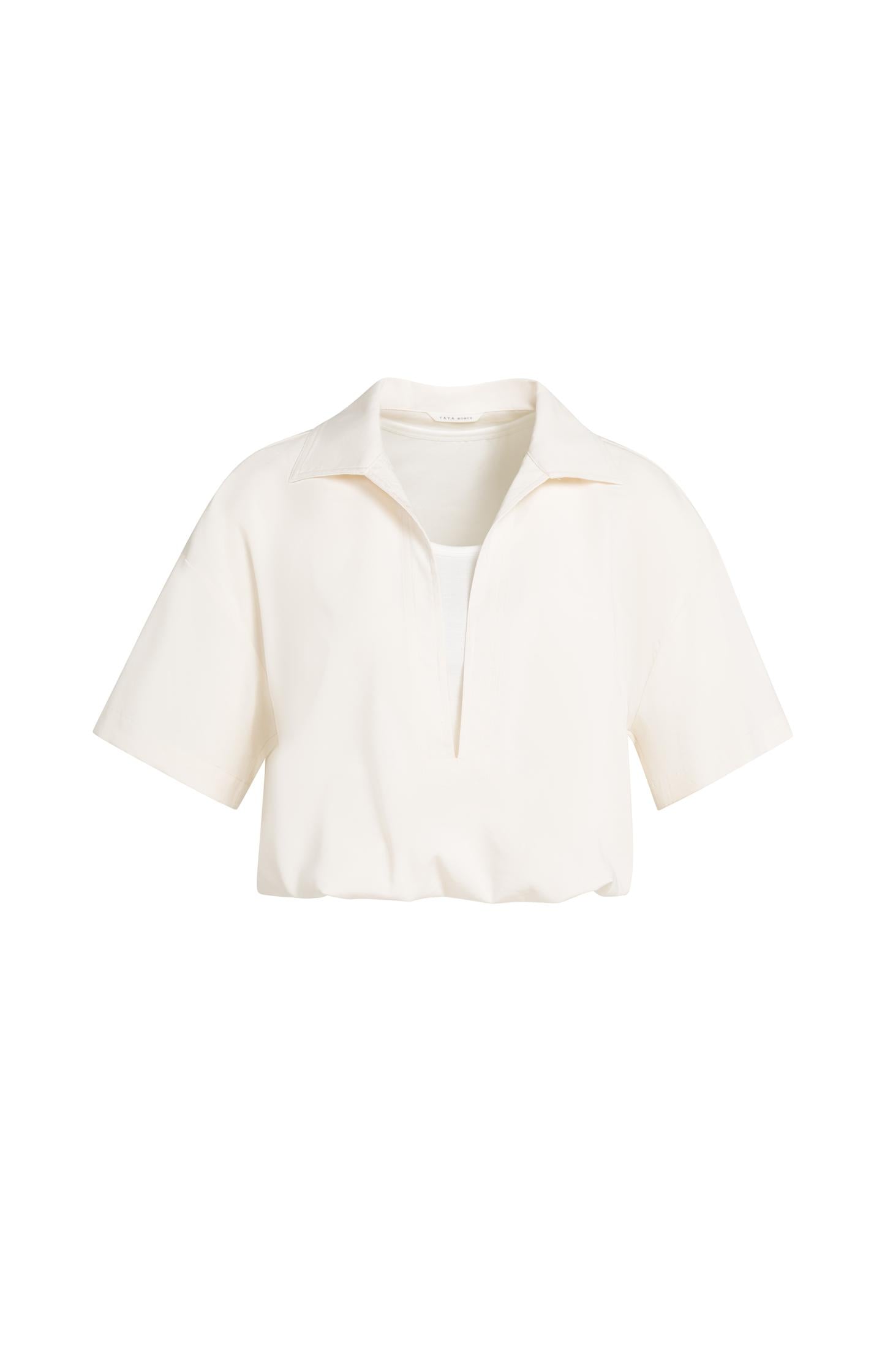 Double layer balloon top with short sleeves