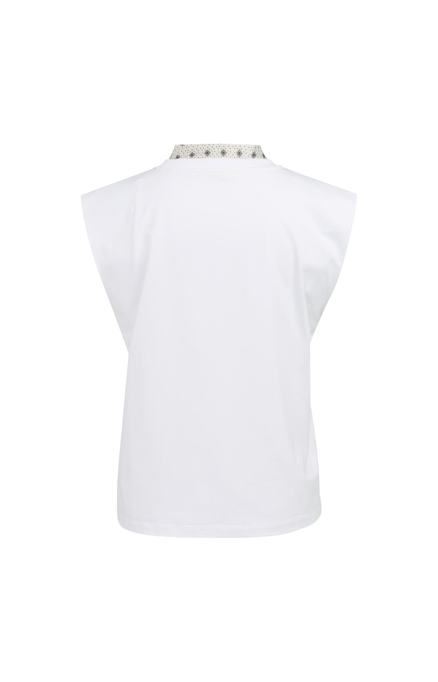 Double-layer sleeveless top with scarf detail