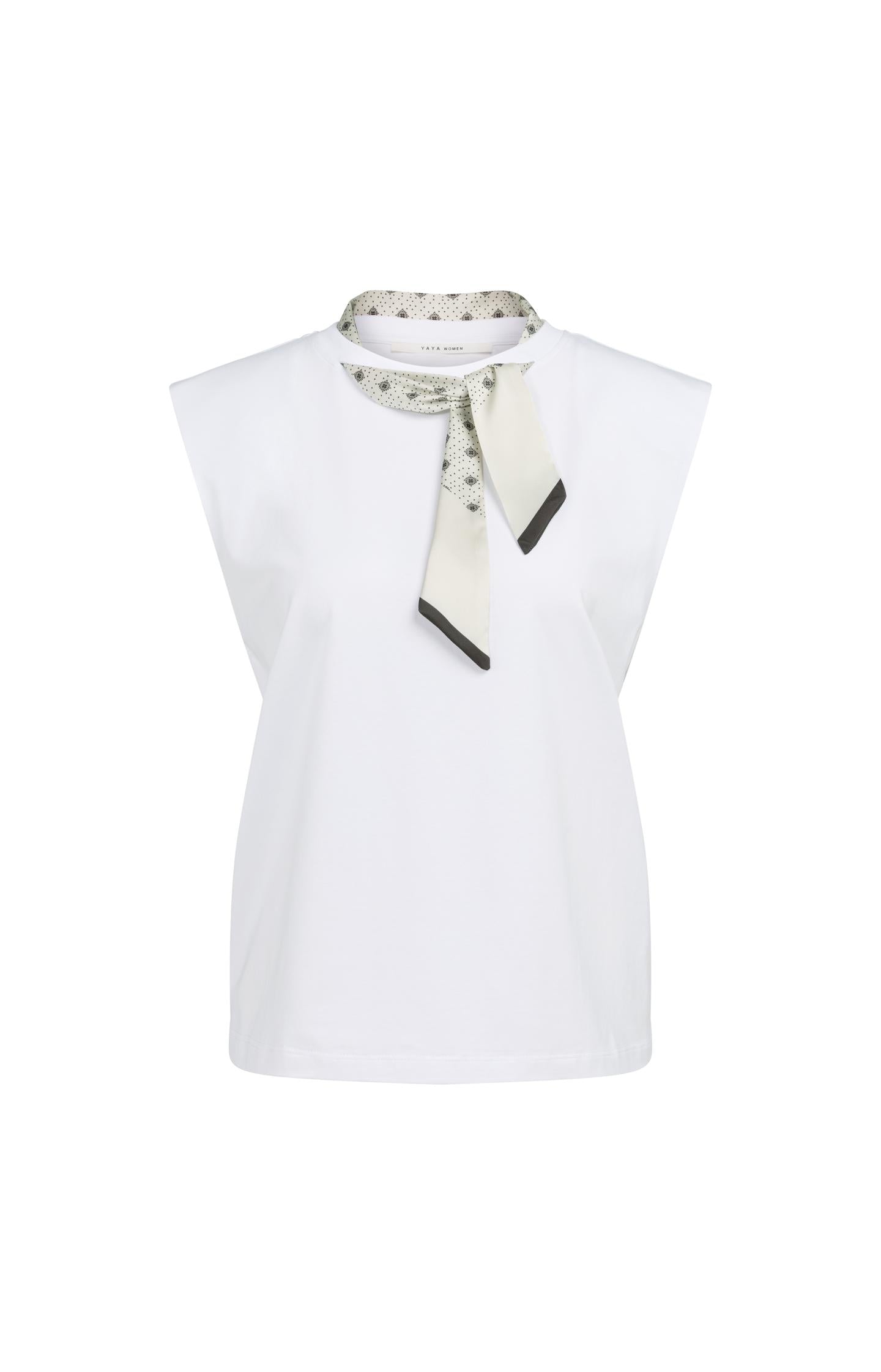 Double-layer sleeveless top with scarf