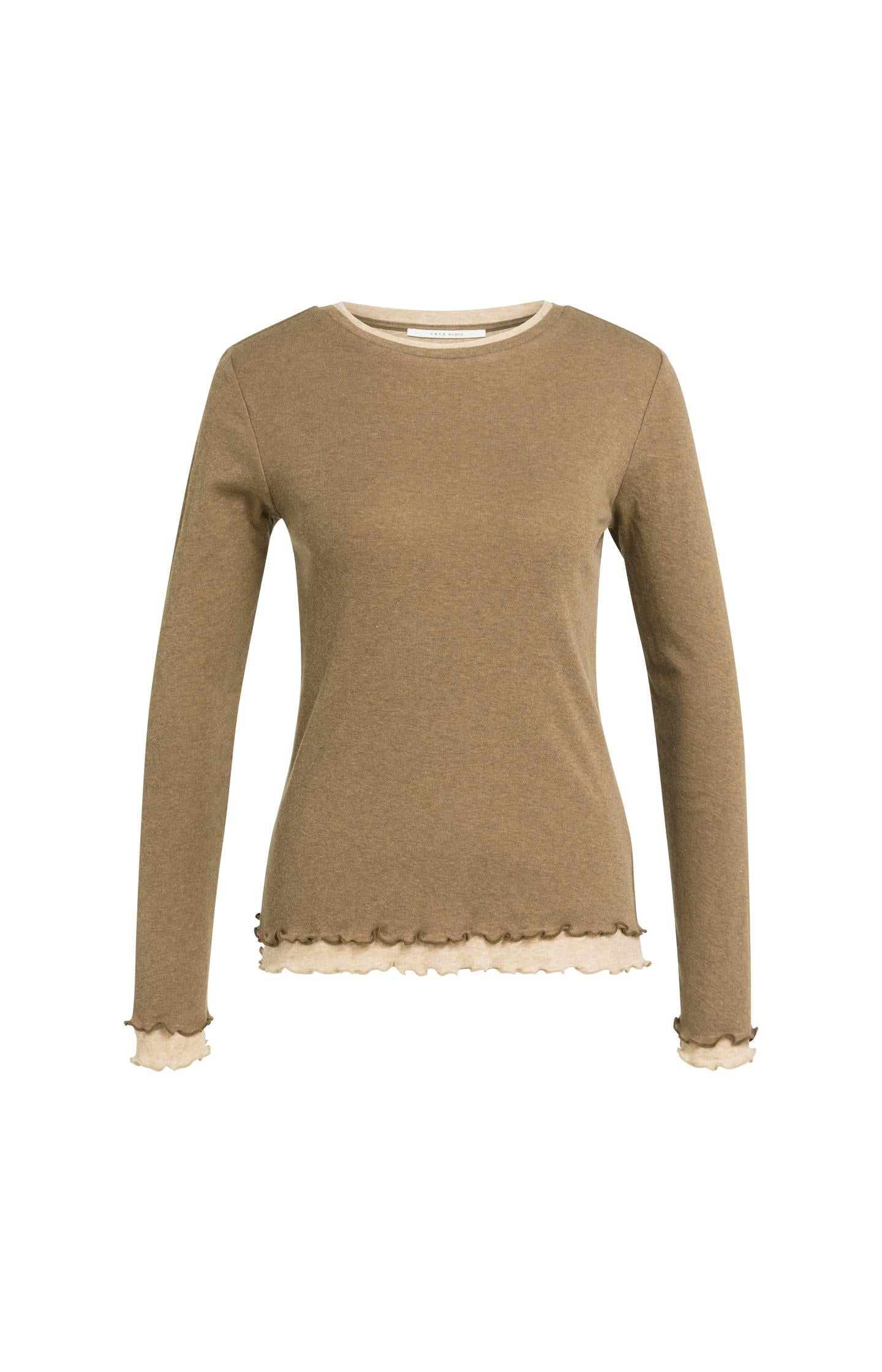 Double layer top with ruffles and long sleeves