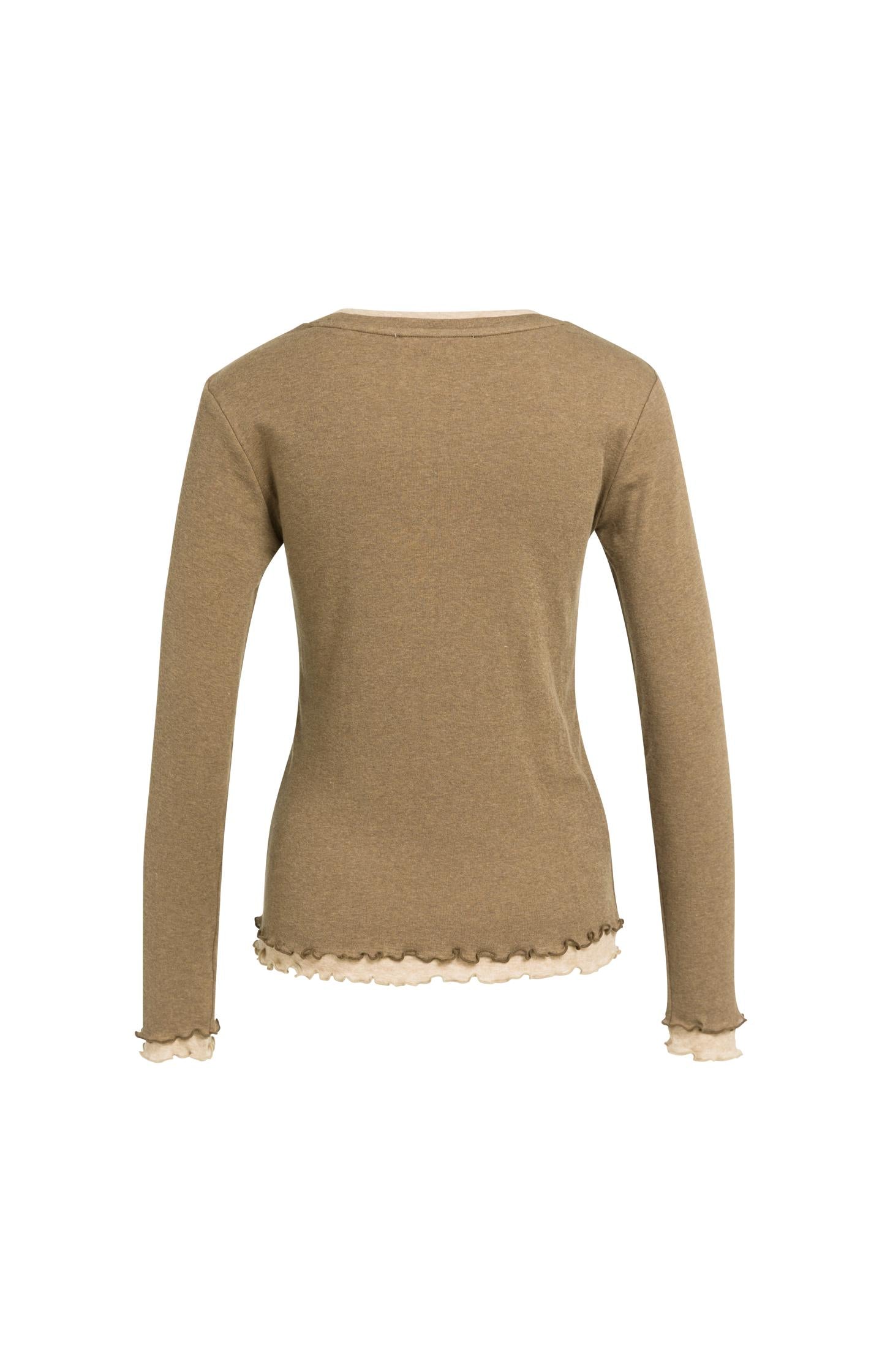 Double layer top with ruffles and long sleeves