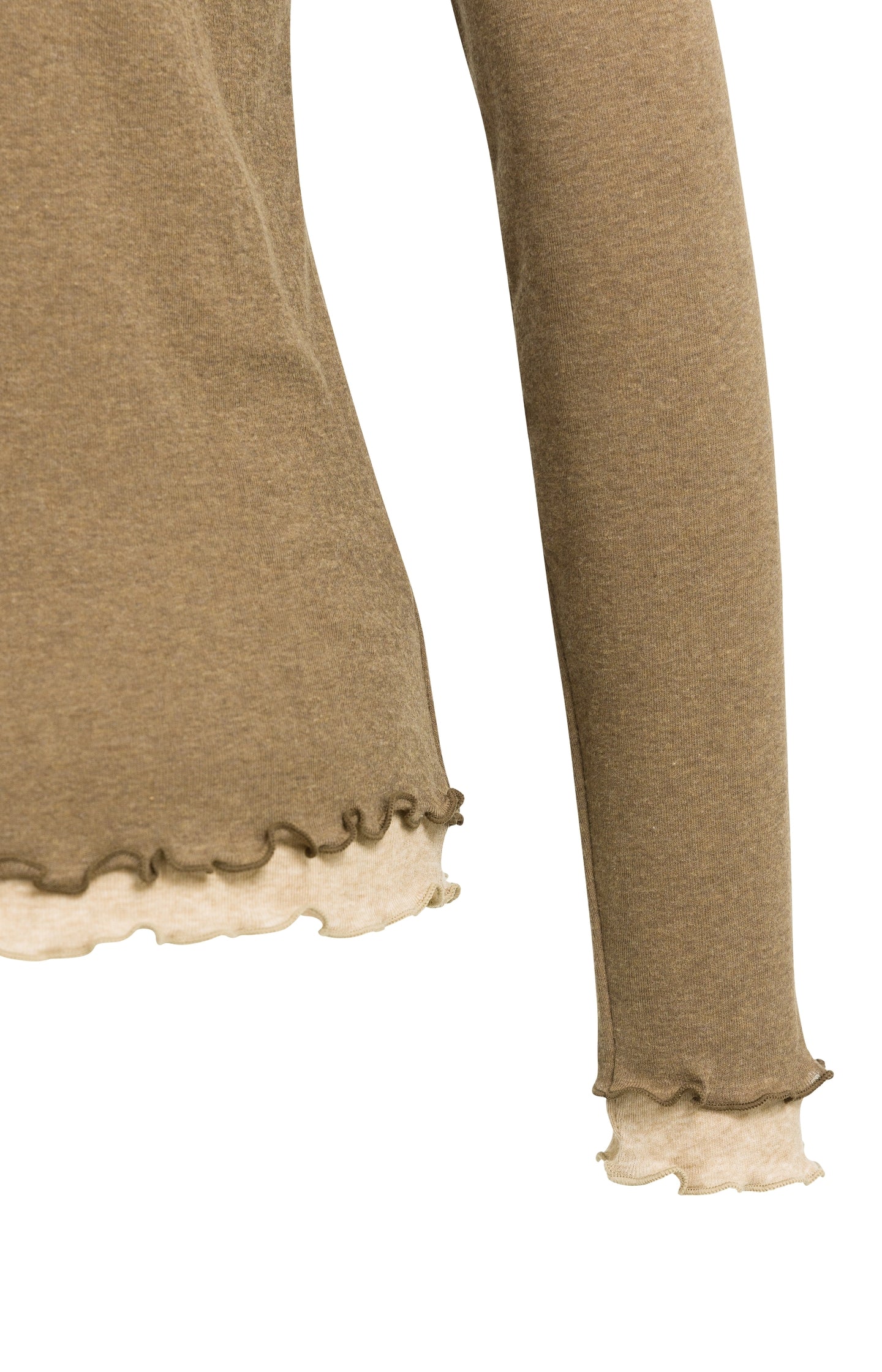Double layer top with ruffles and long sleeves