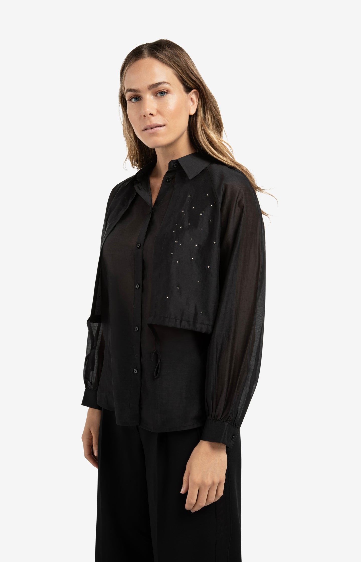 Double layered blouse with embellishments