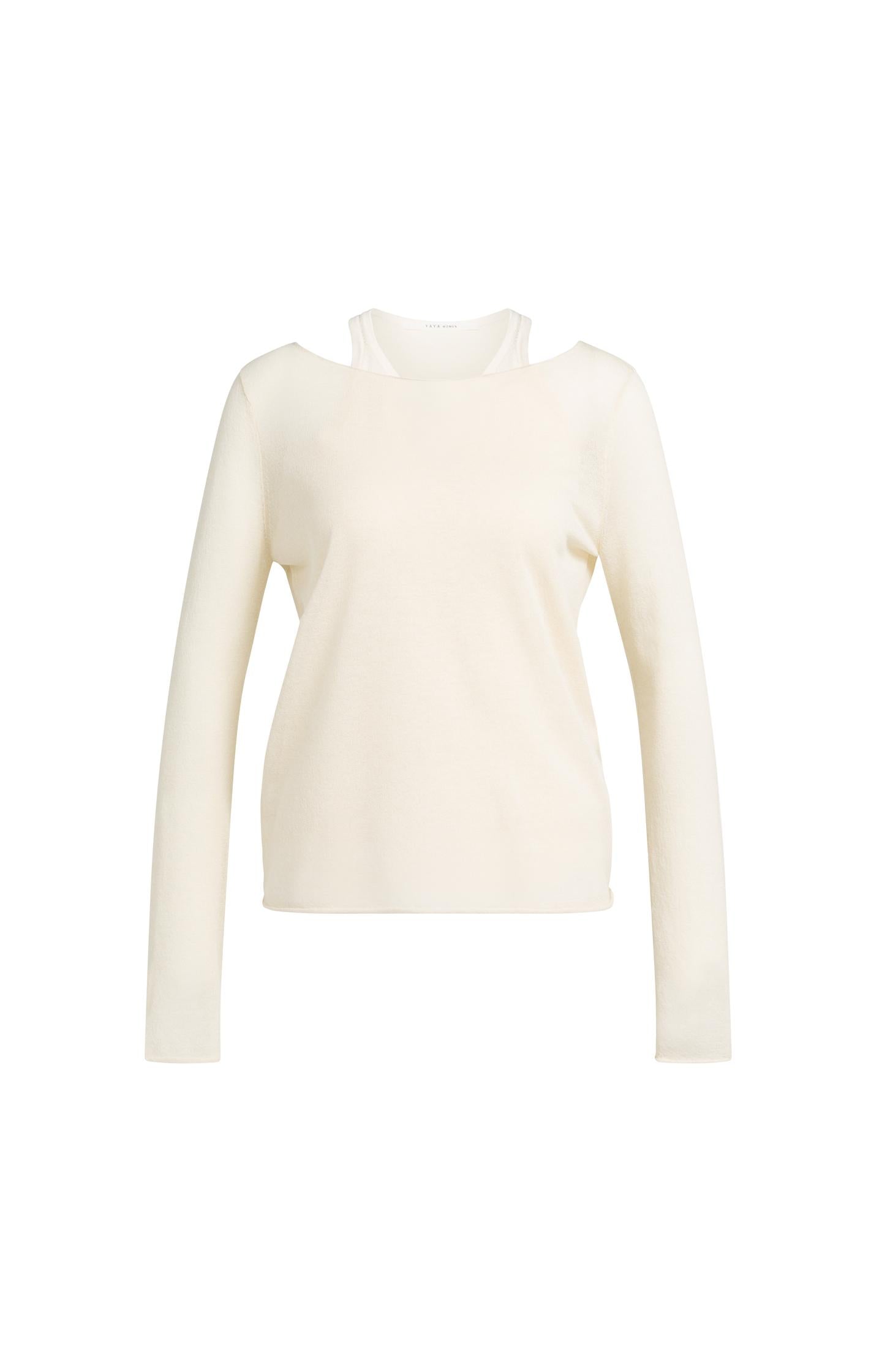 Double-layered fine-knit top with long sleeves - Type: product