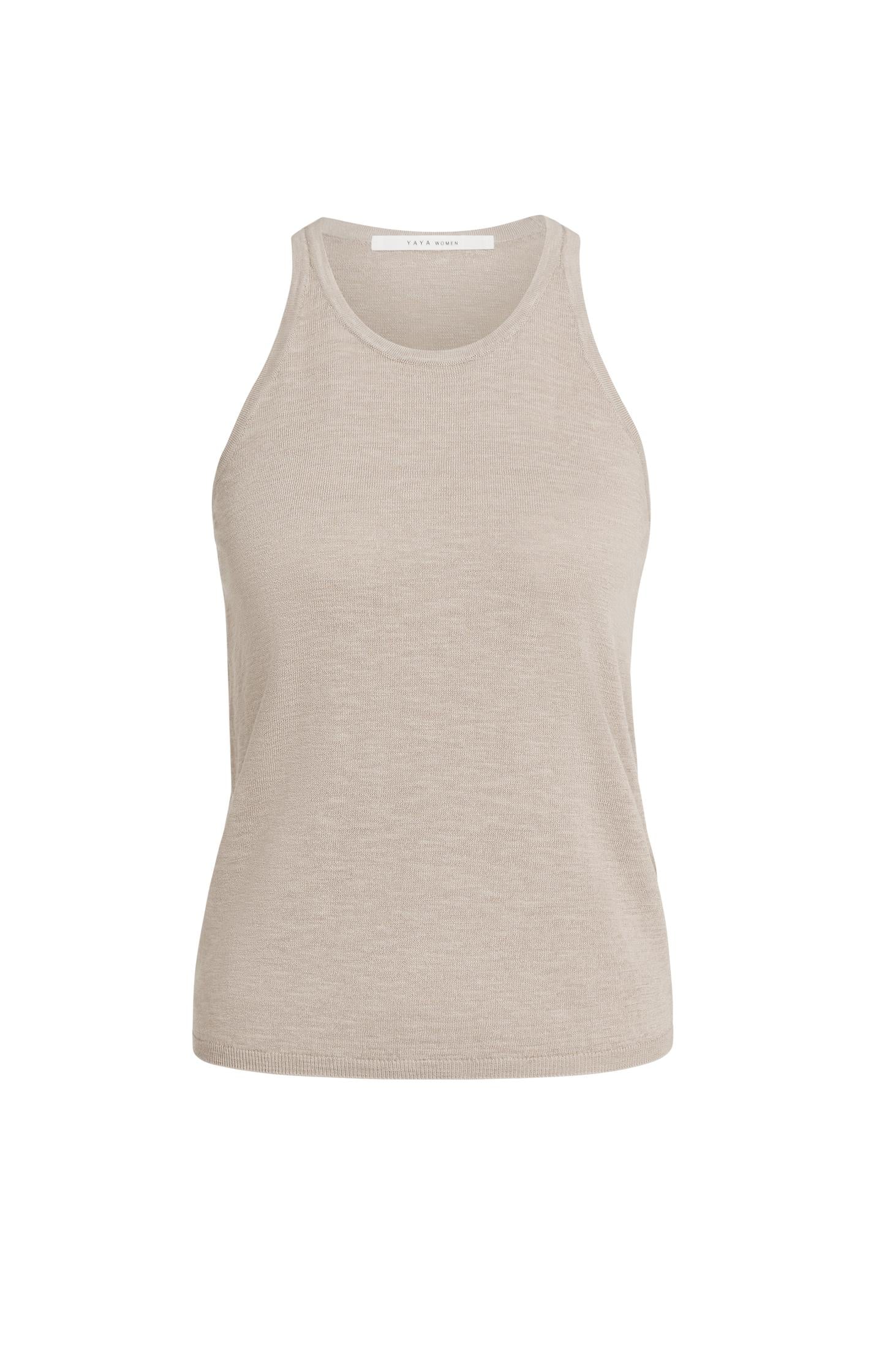 Double-layered fine-knit top with long sleeves