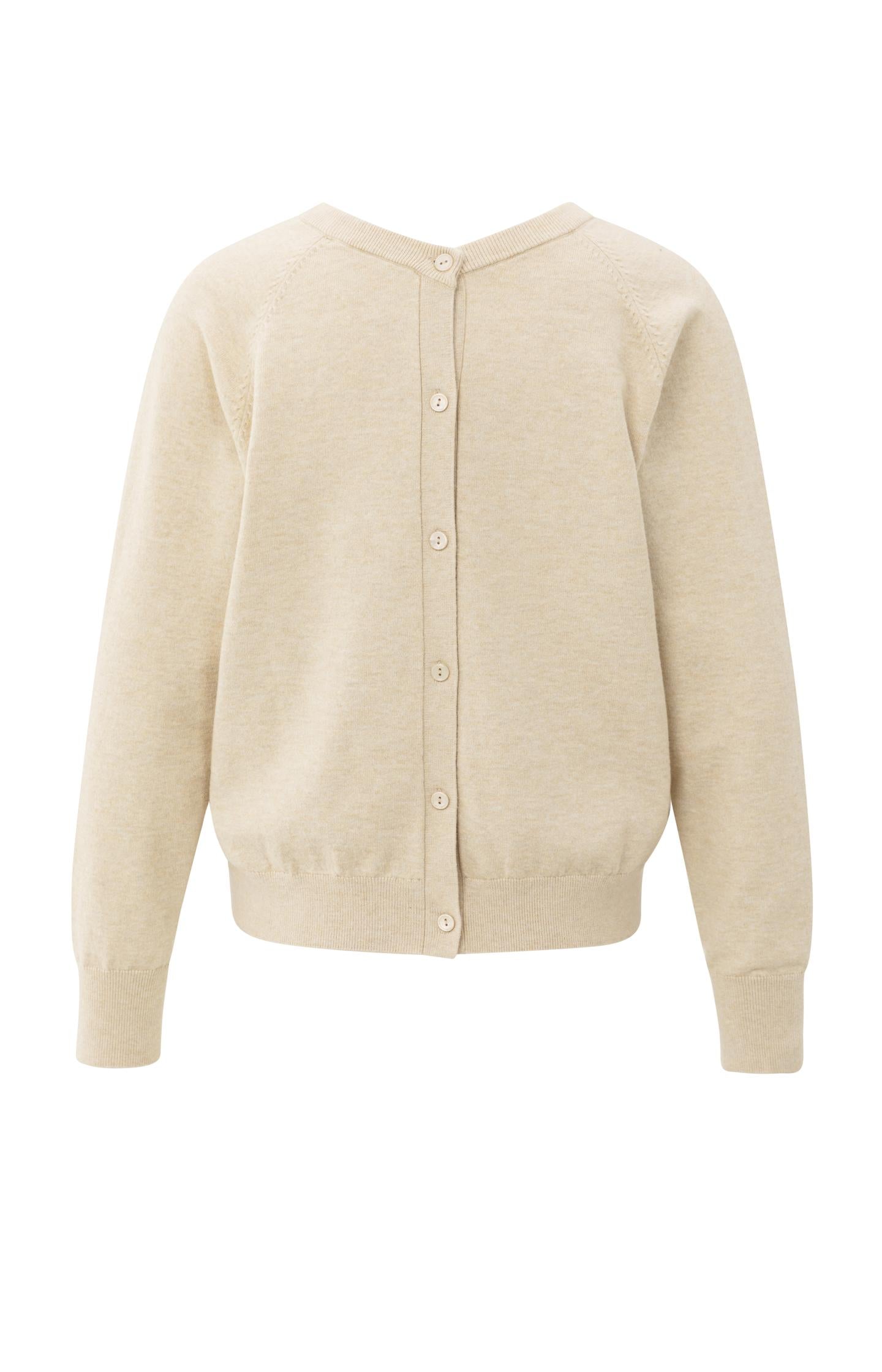 Double V-neck sweater with back button detail