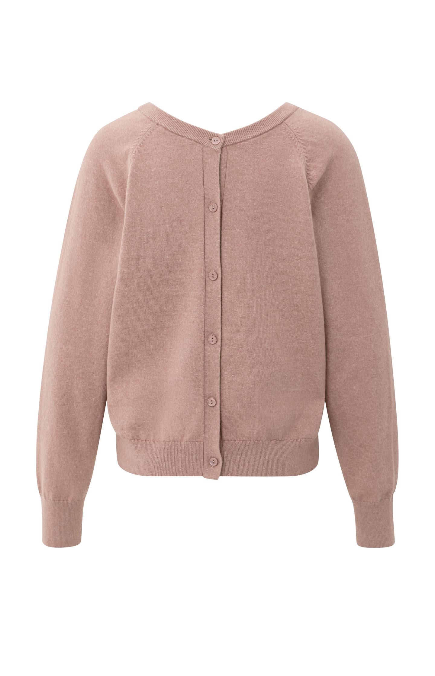 Double V-neck sweater with back button detail