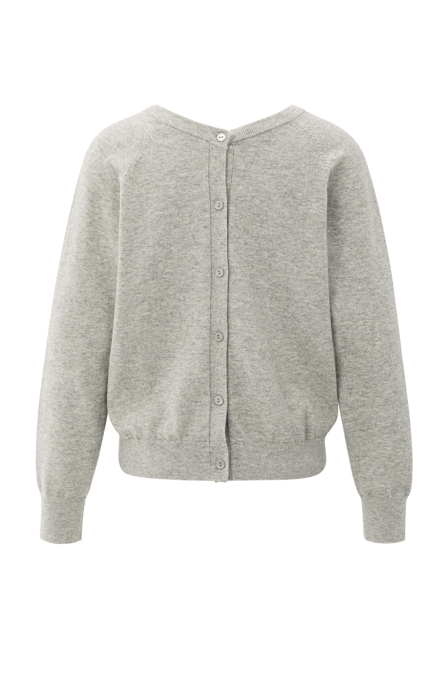Double V-neck sweater with back button detail