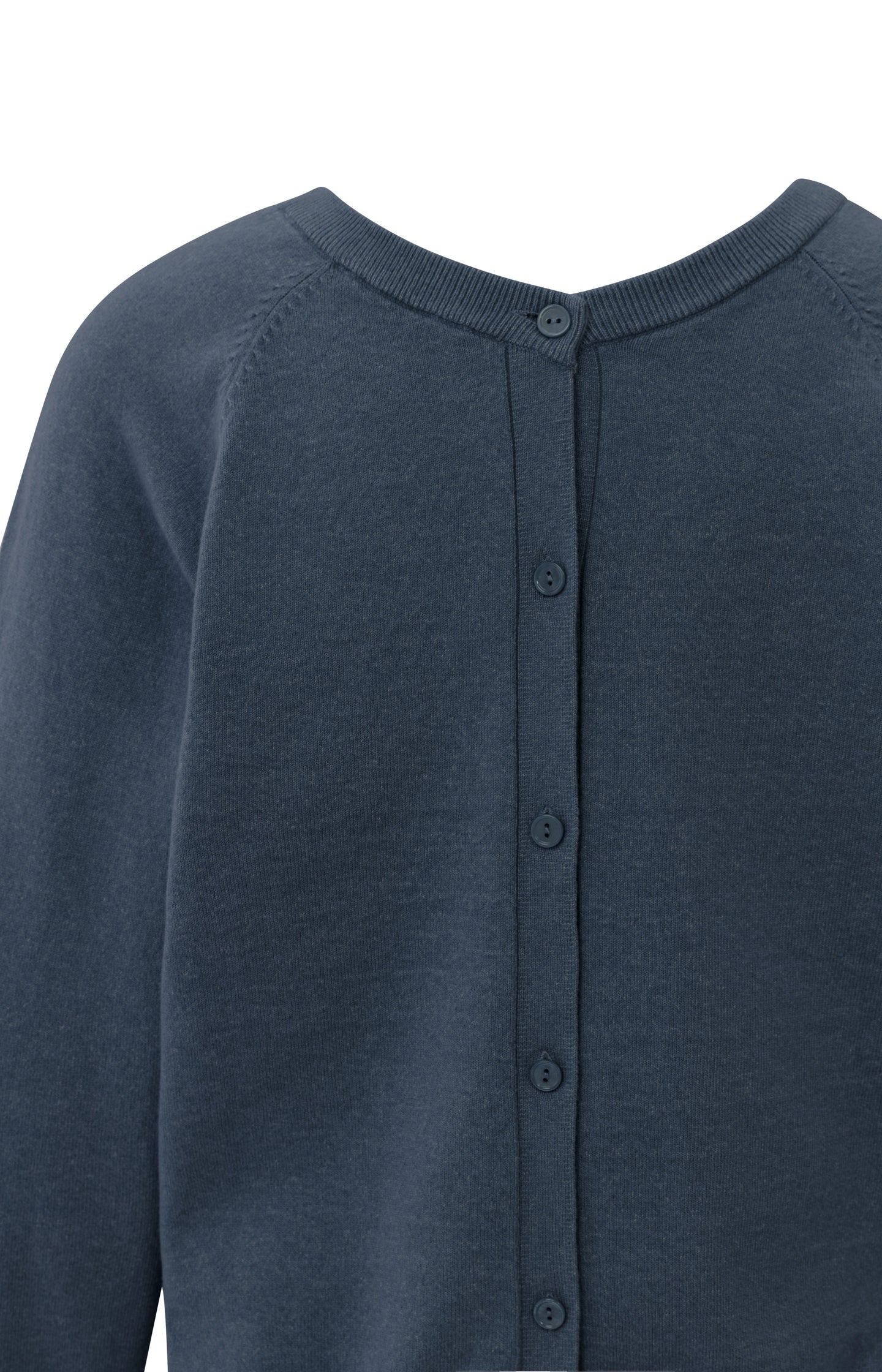 Double V-neck sweater with back button detail