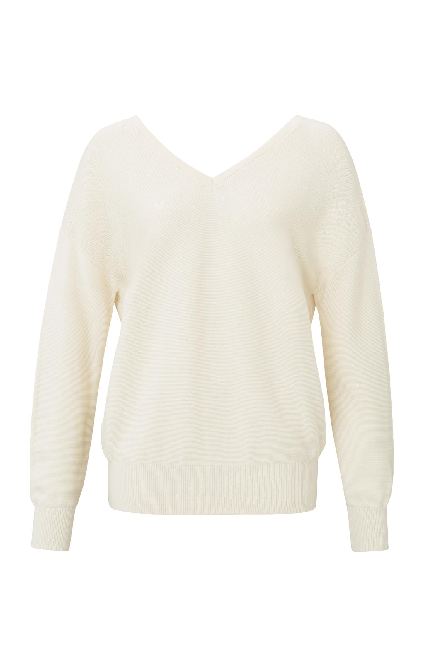 Double V-neck sweater with long sleeves and dropped shoulder - Type: product