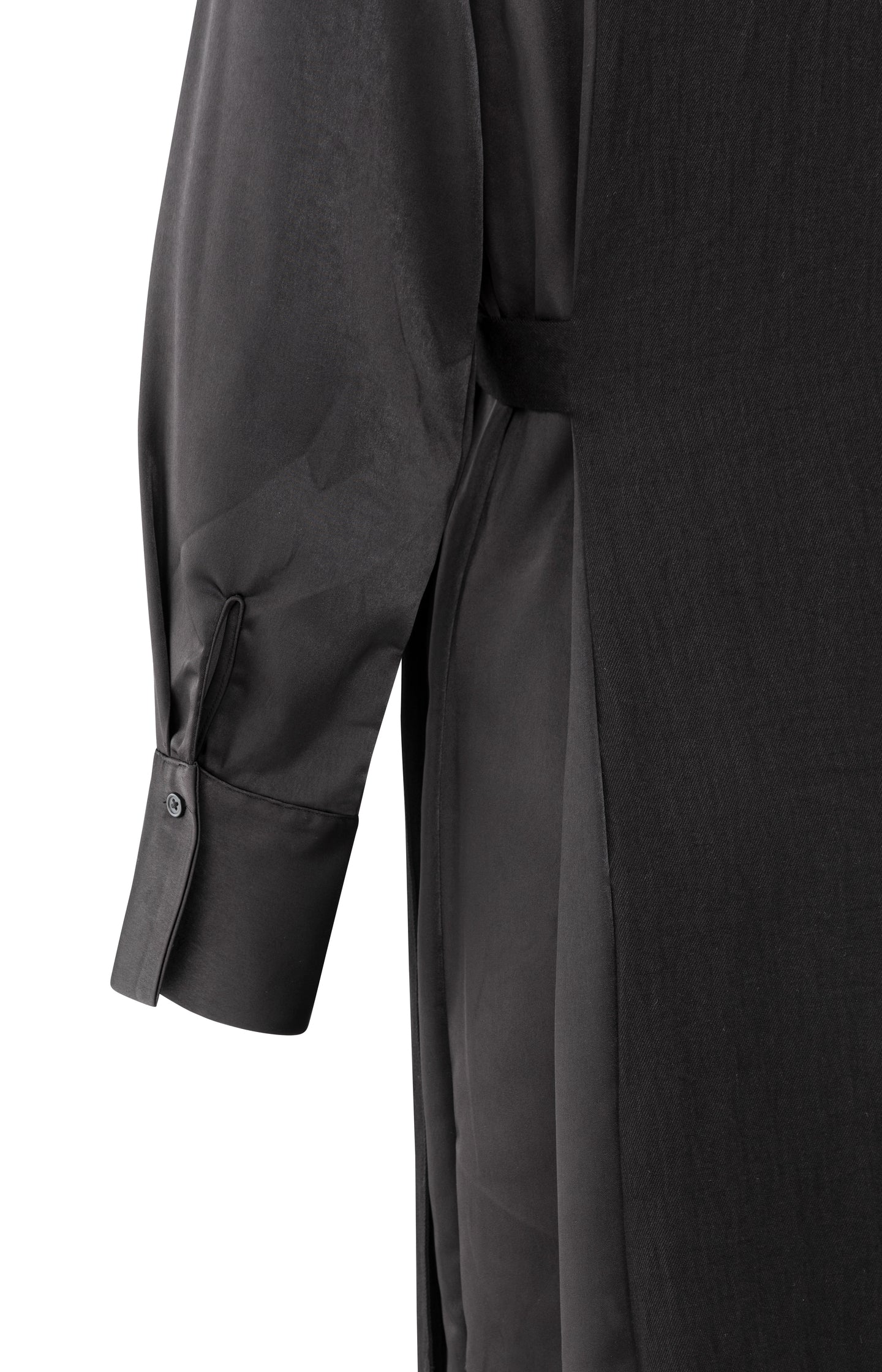 Dress with fabric mix and belt detail