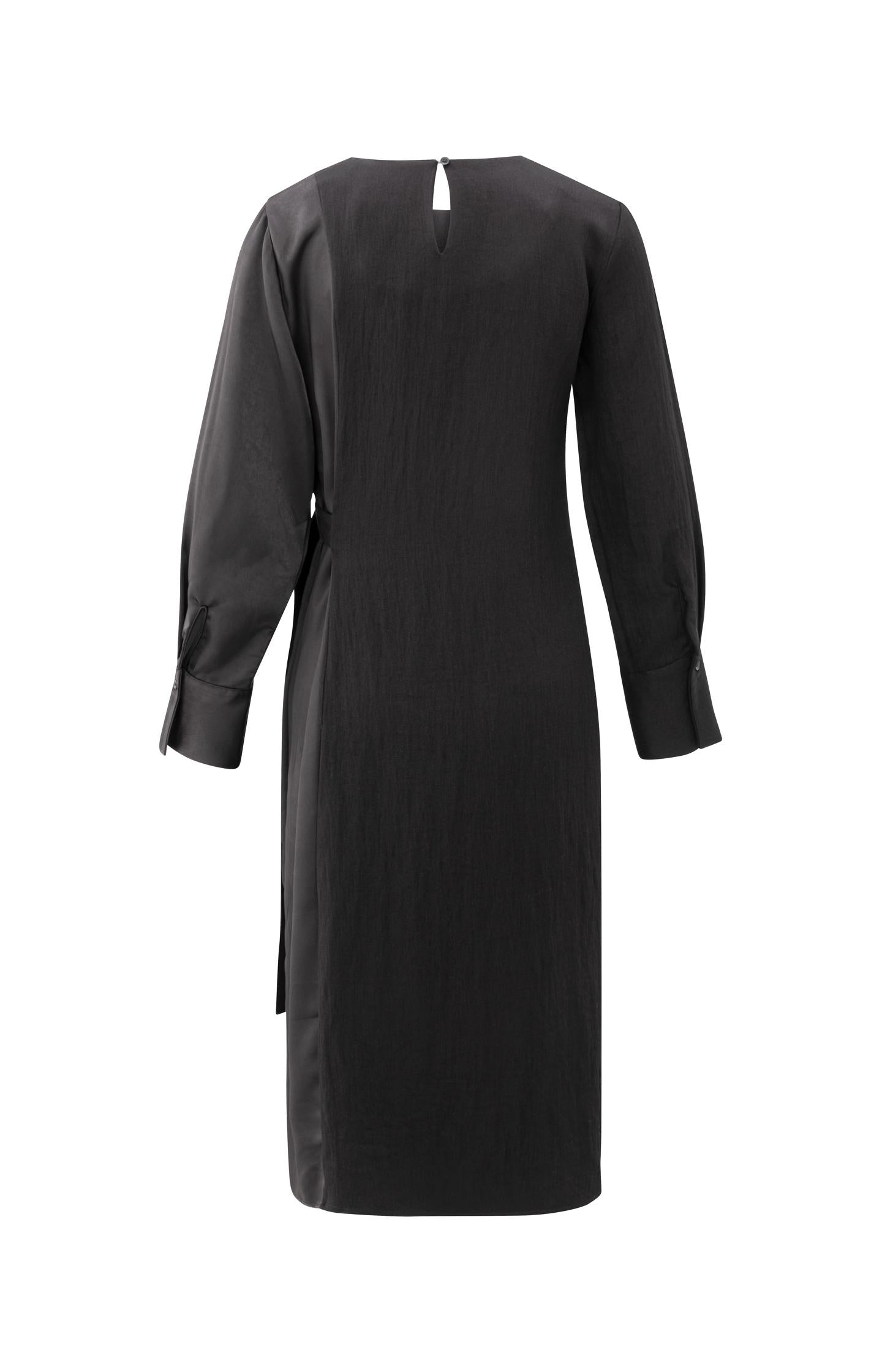 Dress with fabric mix and belt detail