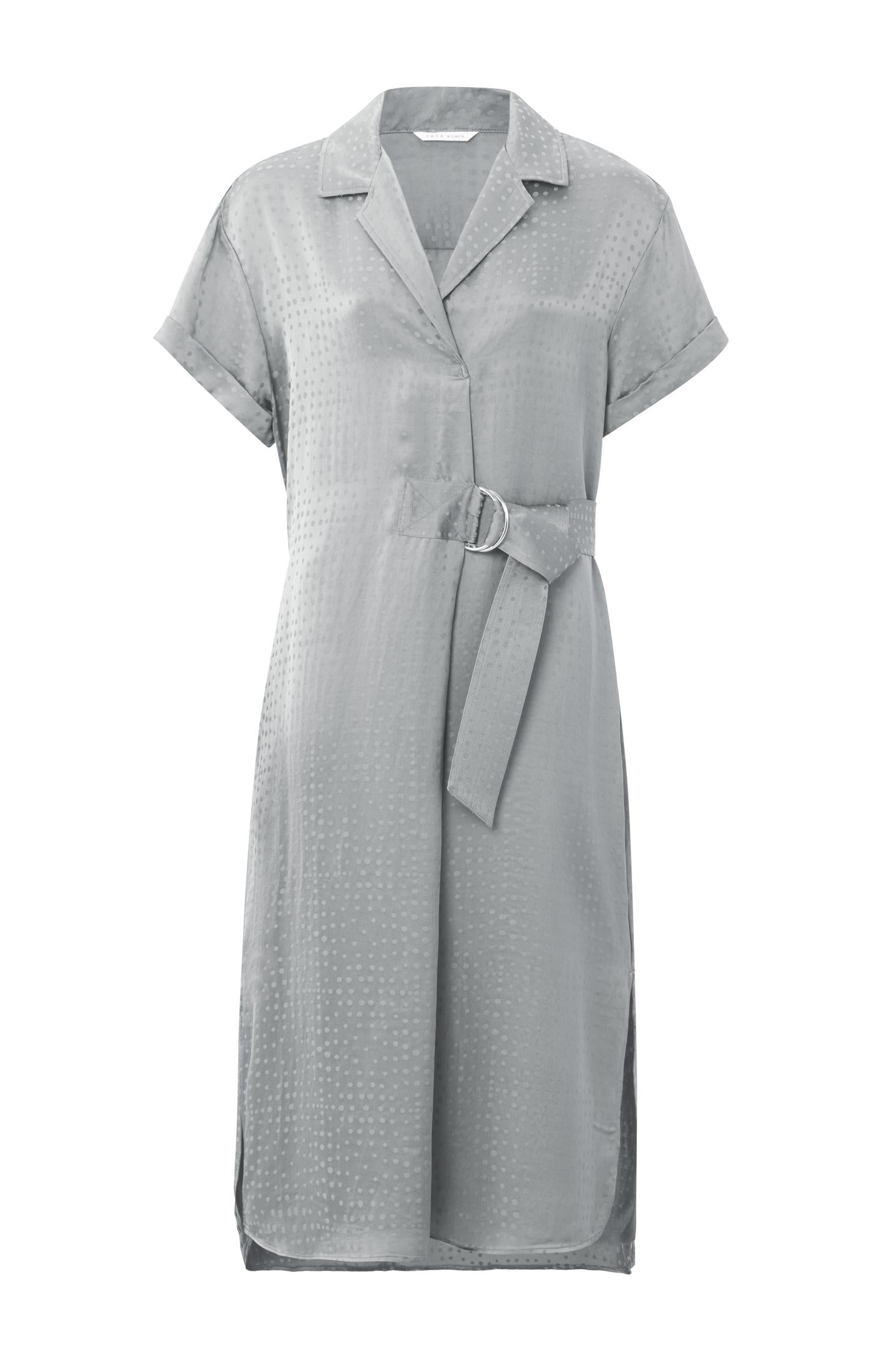 Dress with V-neck, short sleeves, strap and dot pattern - Type: product