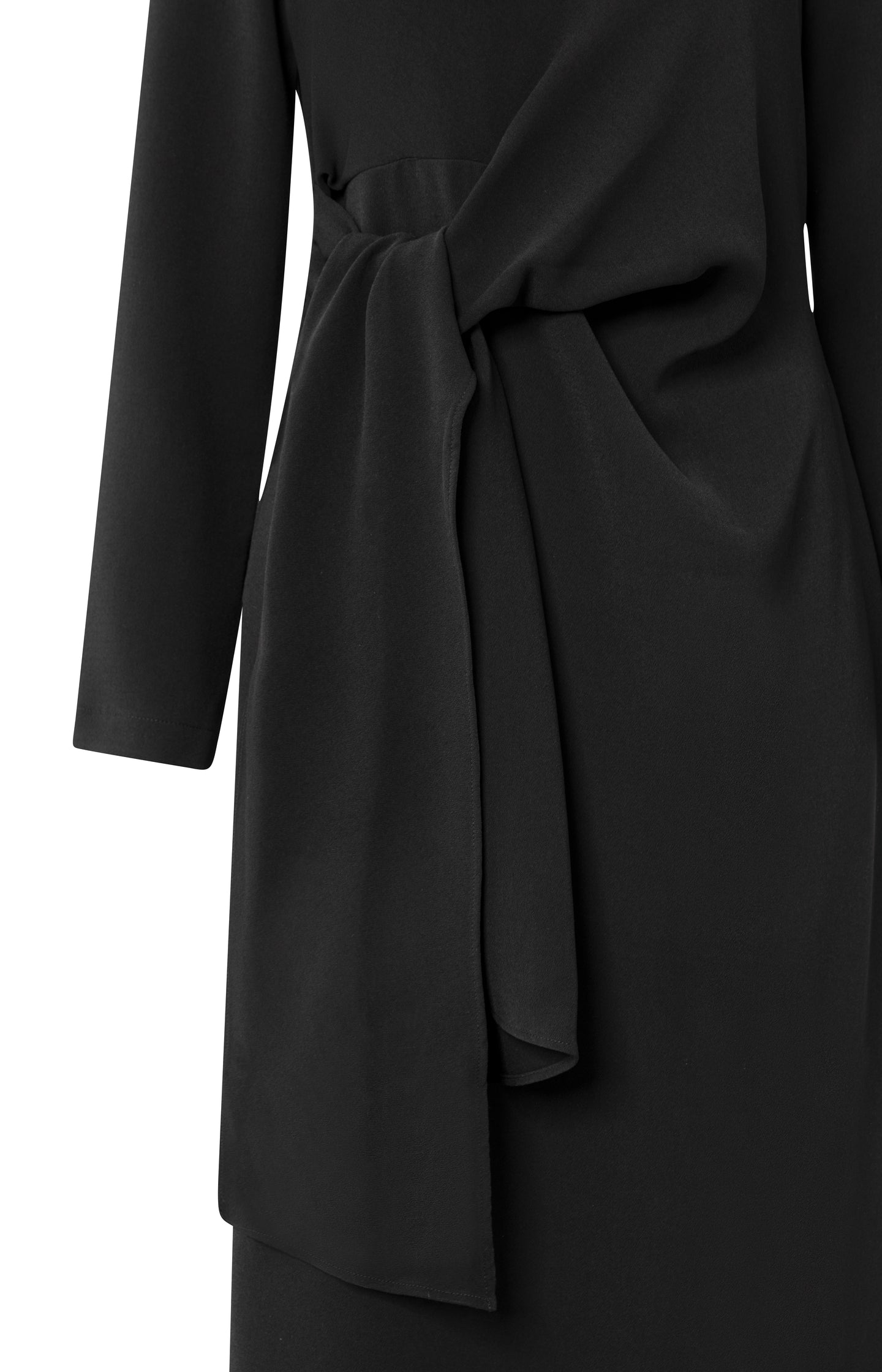 Elegant long sleeve dress with front knot detail