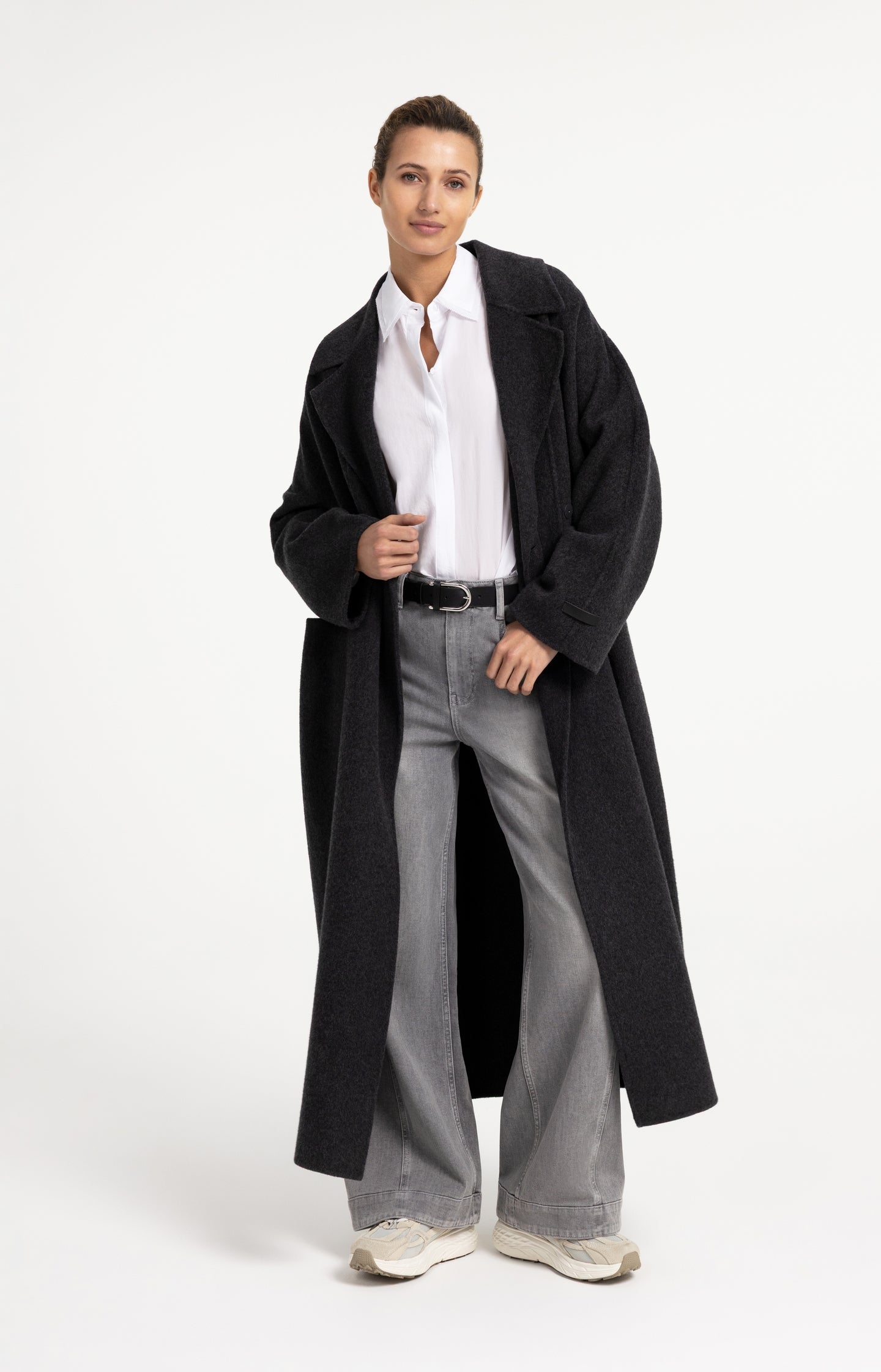 Extra long wool blend coat with oversized fit - Type: lookbook