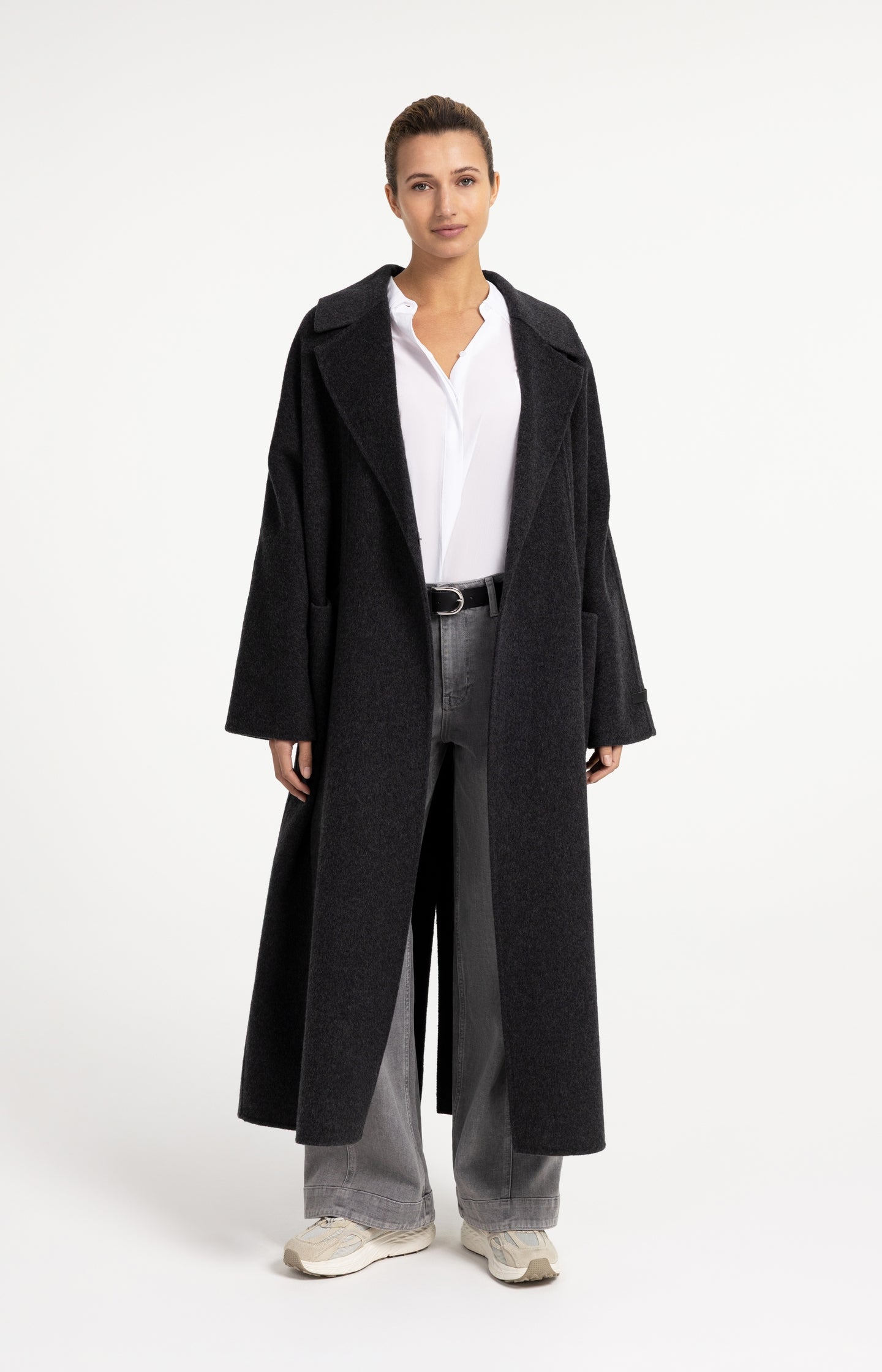 Extra long wool blend coat with oversized fit - Type: lookbook