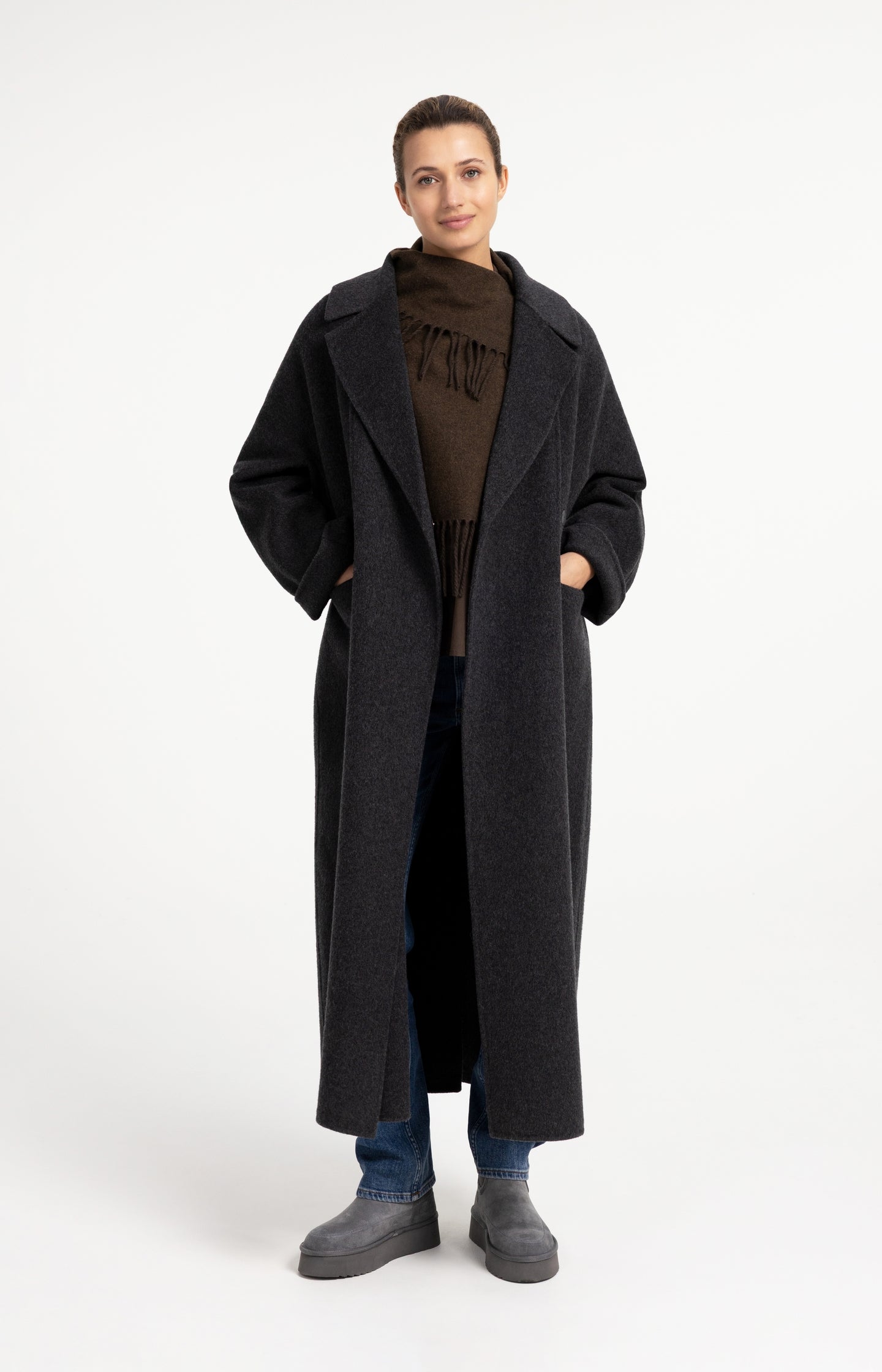 Extra long wool blend coat with oversized fit - Type: lookbook