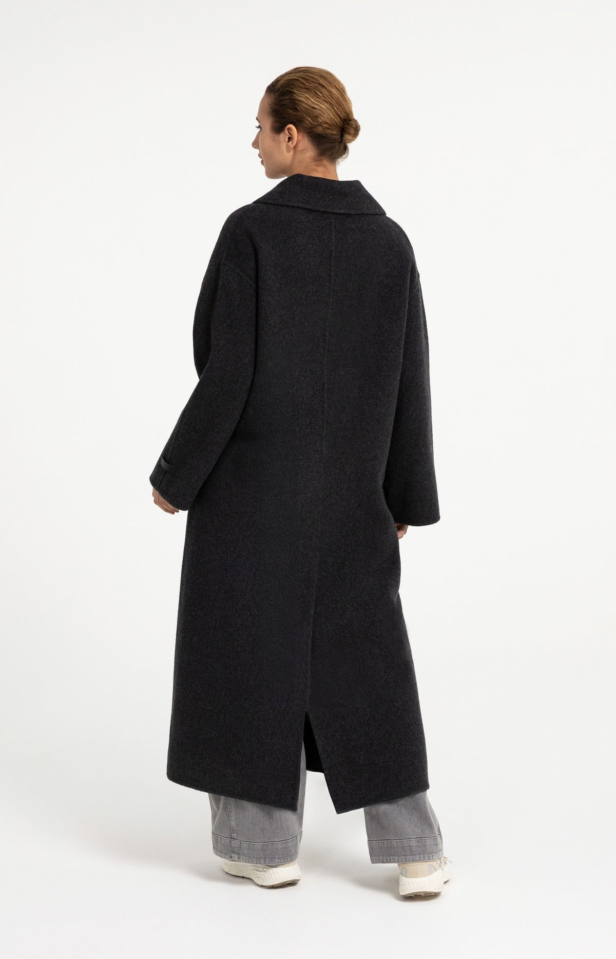 Extra long wool blend coat with oversized fit