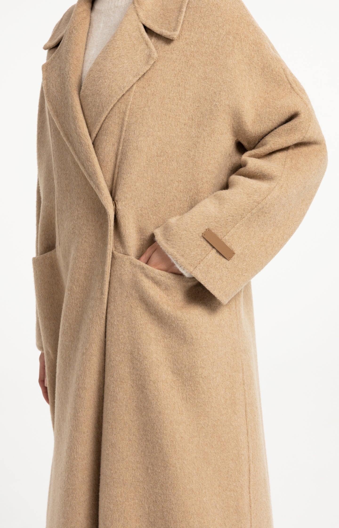Extra long wool blend coat with oversized fit - Type: lookbook