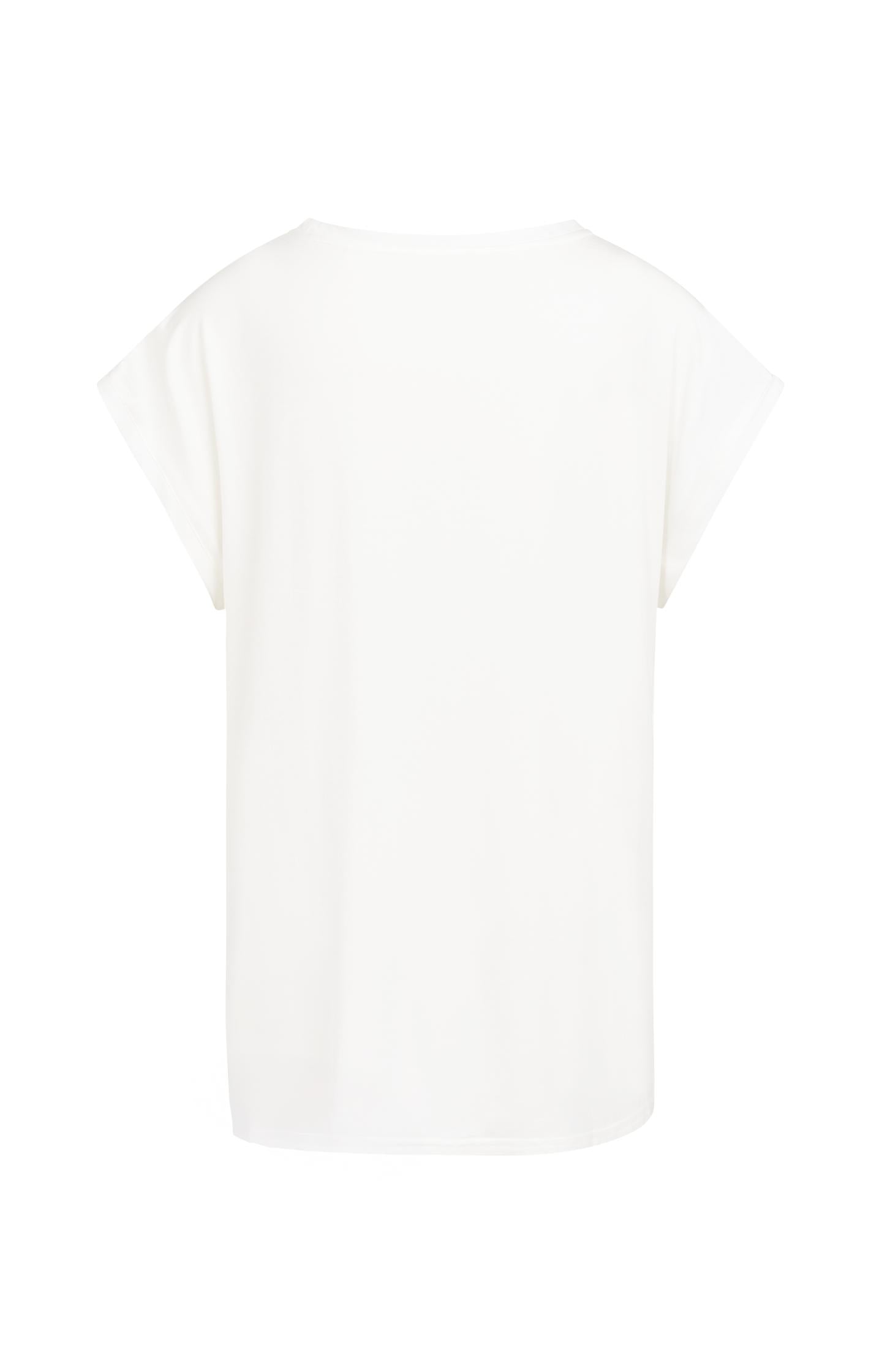 Basic mixed fabric top with round neck and cap sleeves