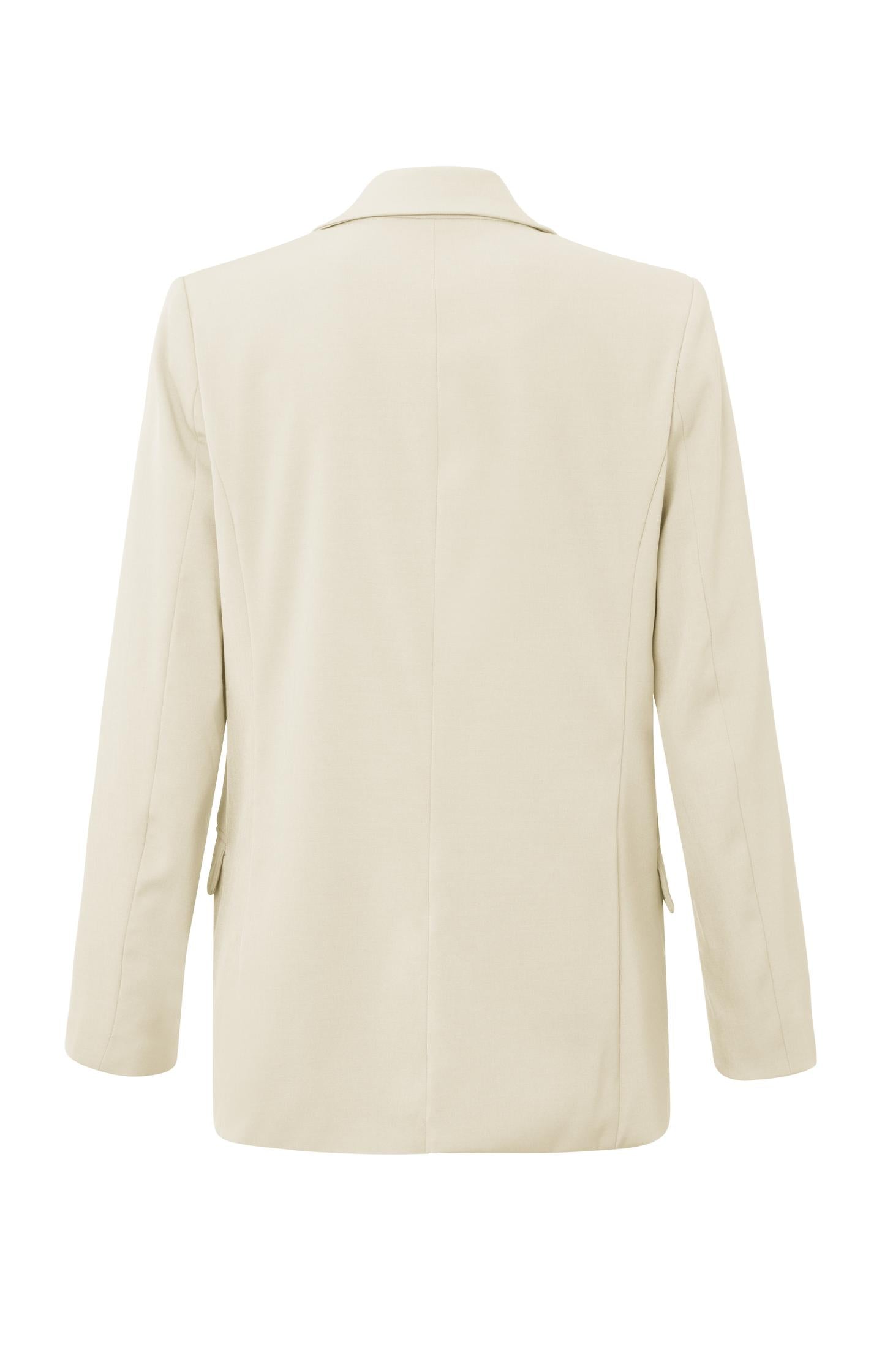 Faux double breasted blazer with long sleeves and pockets - Summer Sand