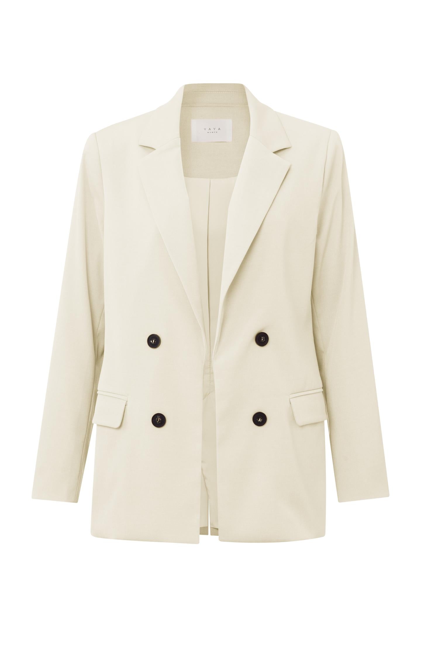 Faux double breasted blazer with long sleeves and pockets - Summer Sand - Type: product