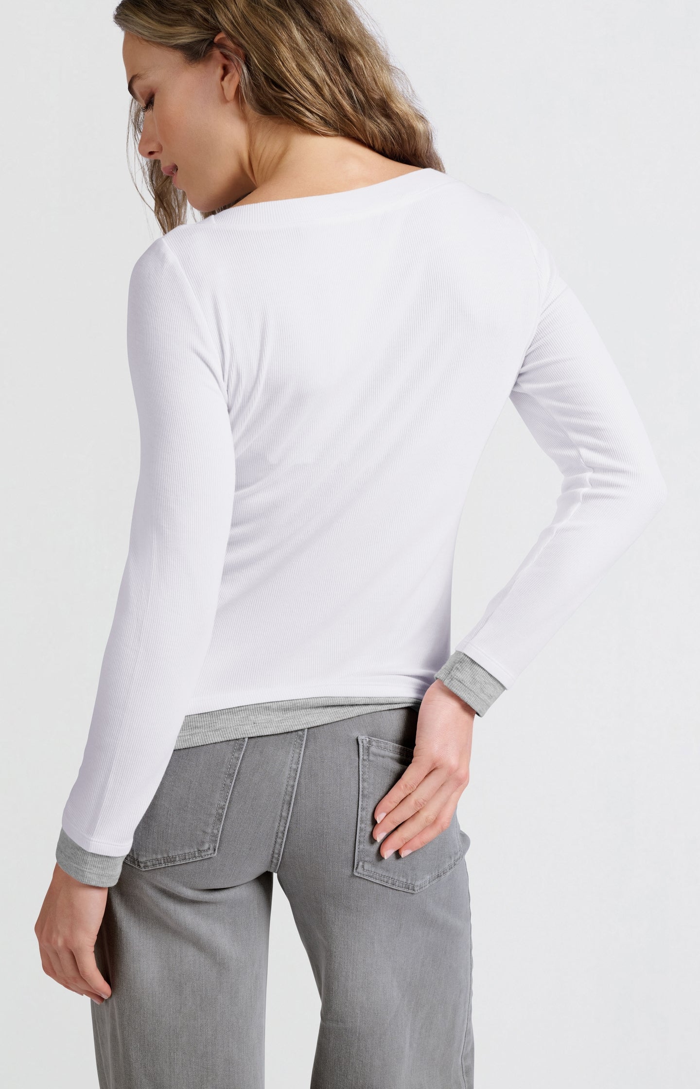 Faux double-layered top with contrasting trim details