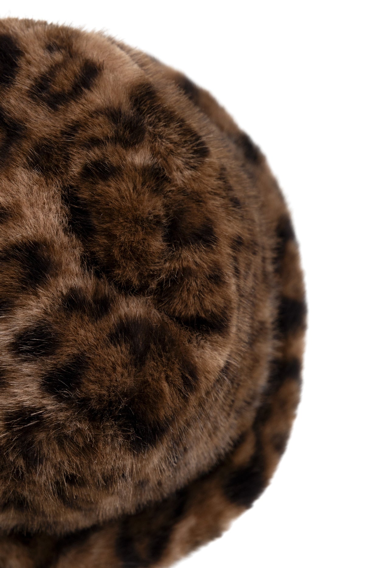 Faux fur bucket hat with leopard print - Cocoa Brown Dessin