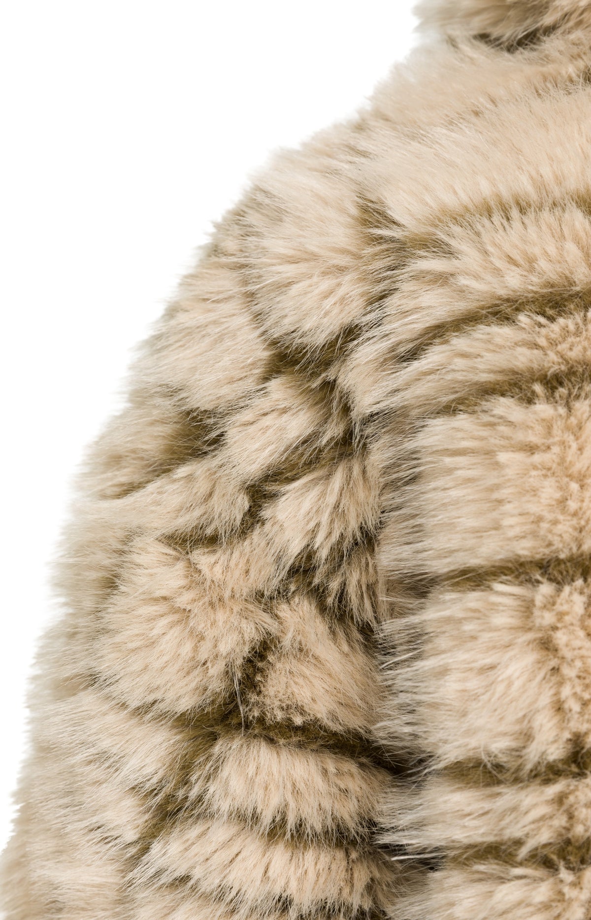 Faux fur jacket with collar and check pattern