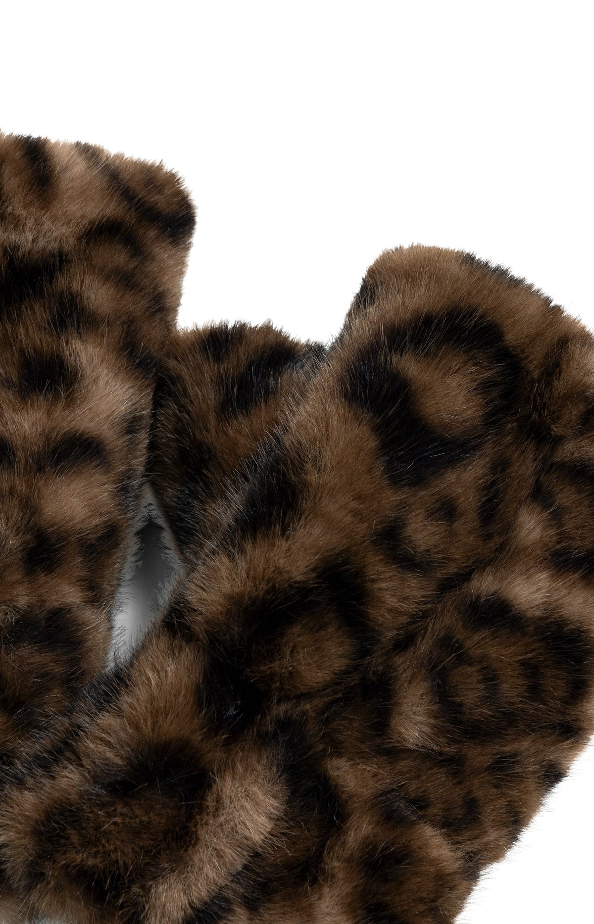 Faux fur mittens with leopard print - Cocoa Brown Dessin